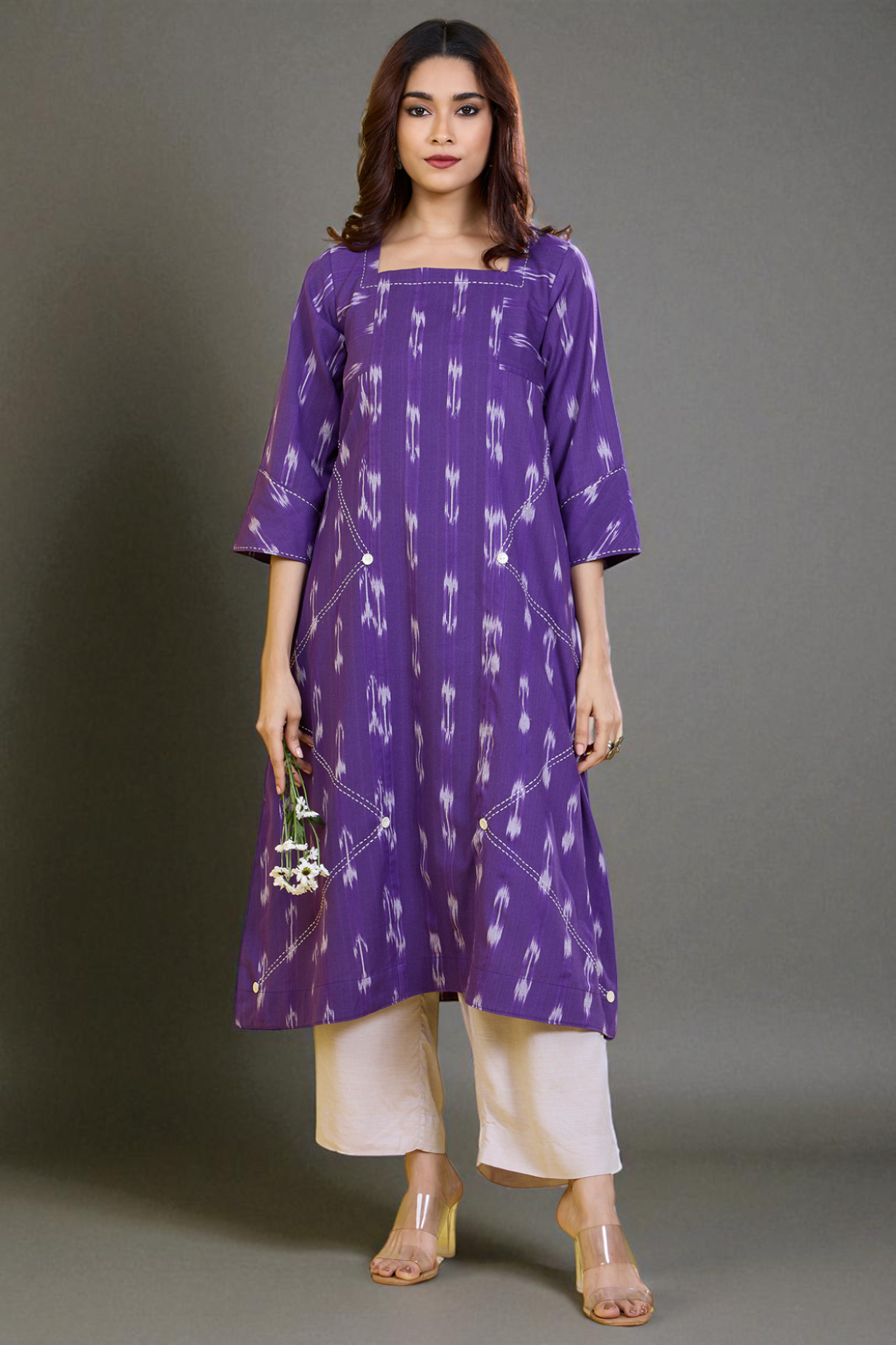 A-Line Panelled Kurta Amethyst Aura Kurta Top