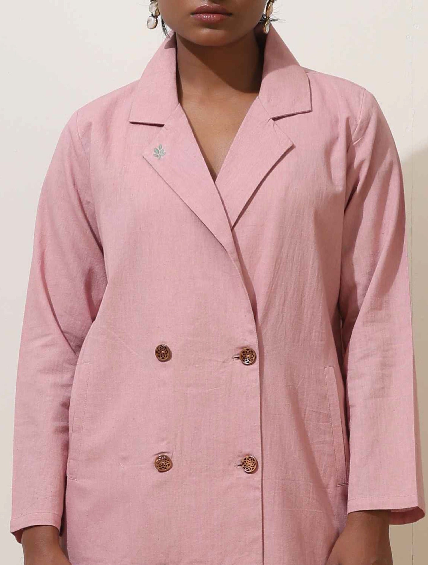 trueBrowns Pink Cotton Linen Co-Ord Set