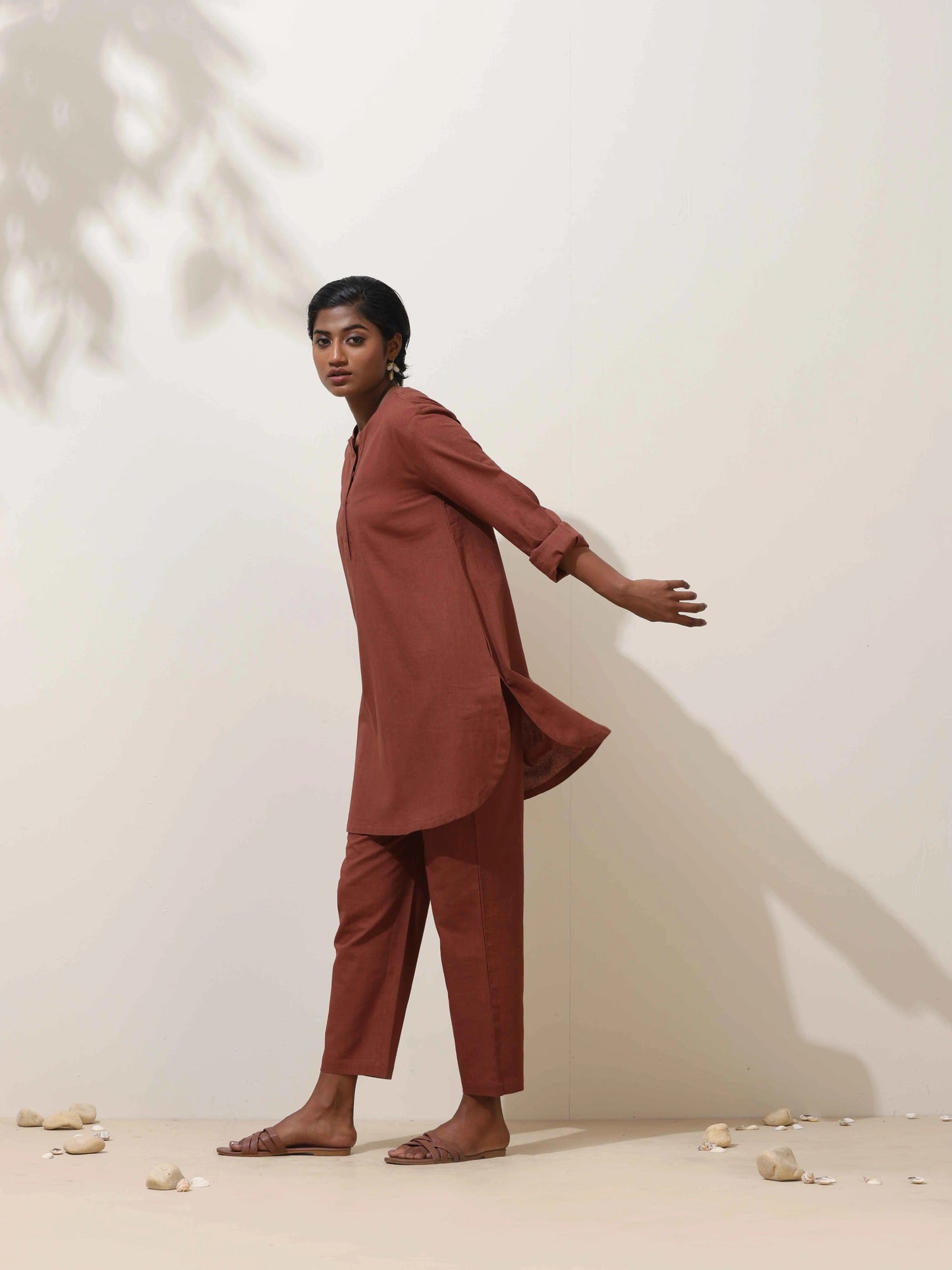 trueBrowns Brown Cotton Kurta Co-Ord Set