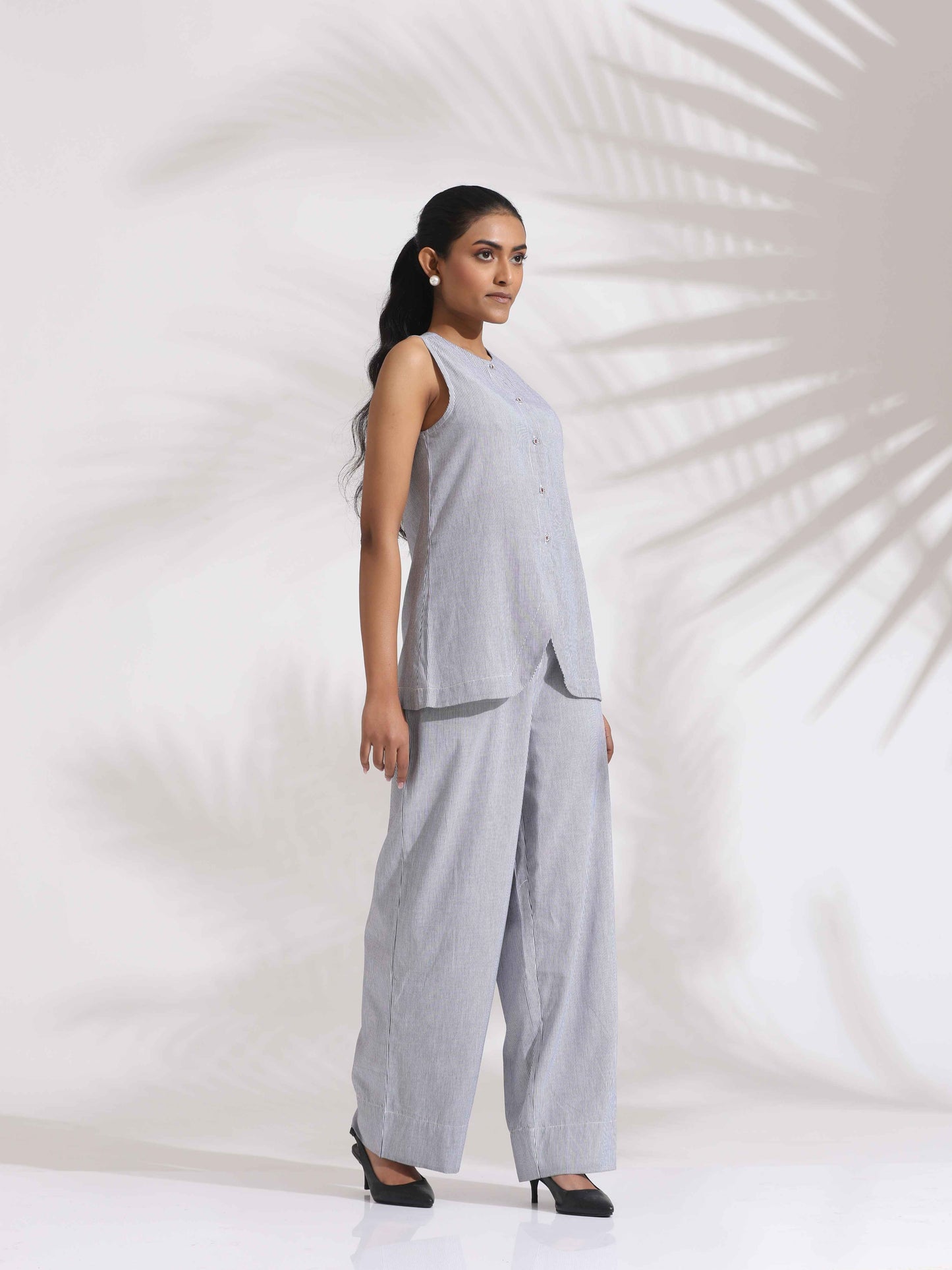 trueBrowns Grey Cotton Stripe Co-ord Set LP