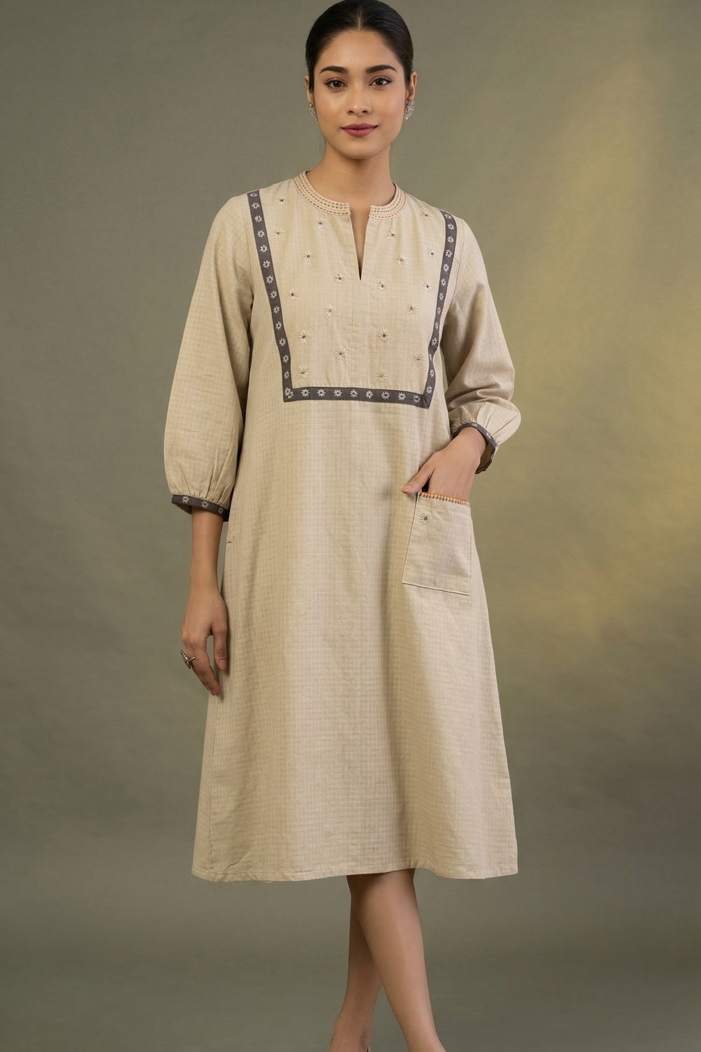 Vanilla Bean Blossom Dress With Patch Pocket Mc