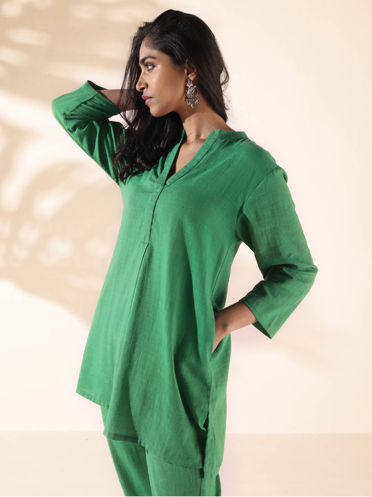 trueBrowns Green Cotton Relaxed Co-ord Set LP