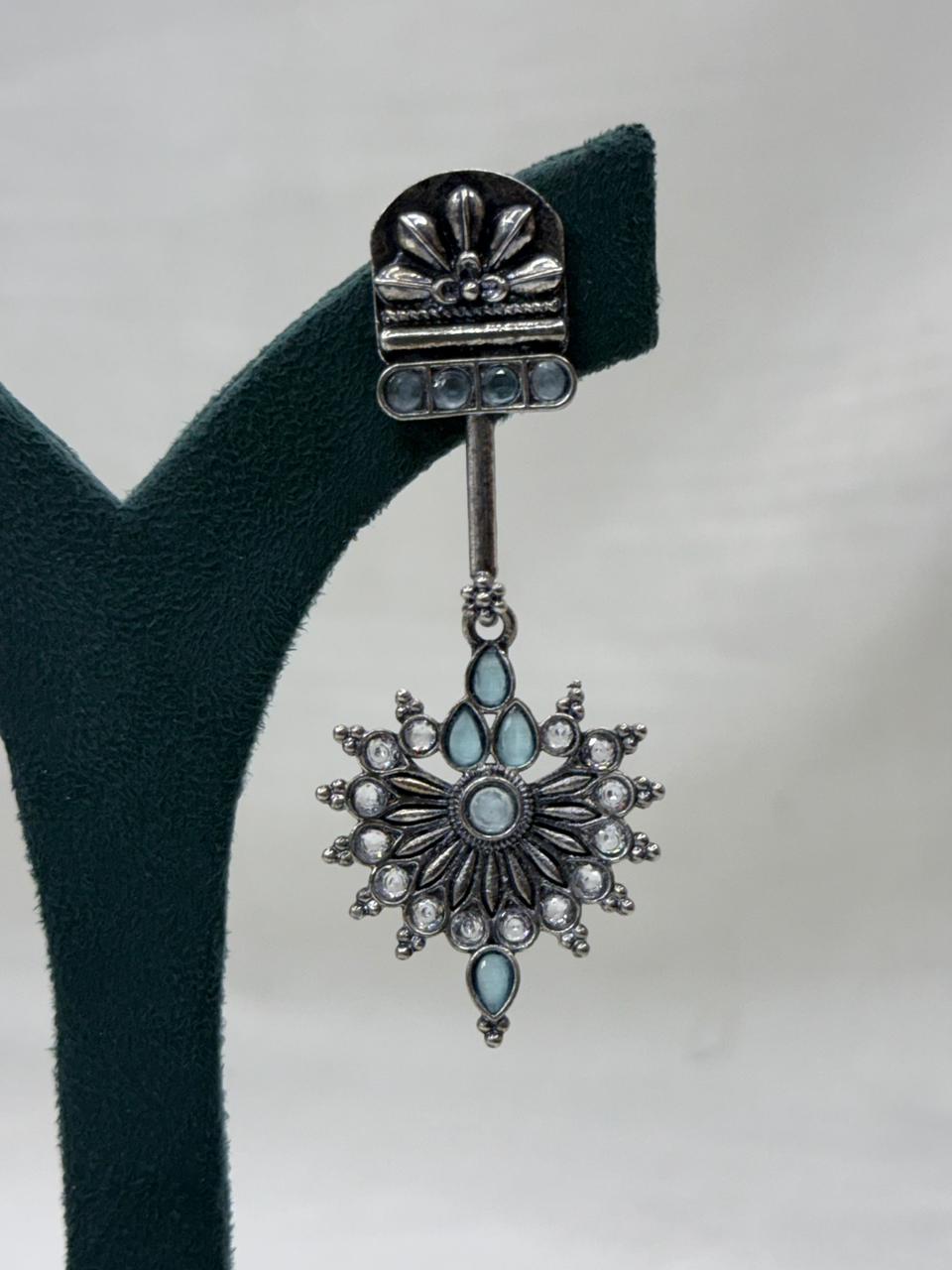 Elegant Oxidised Metal Hanging Earrings