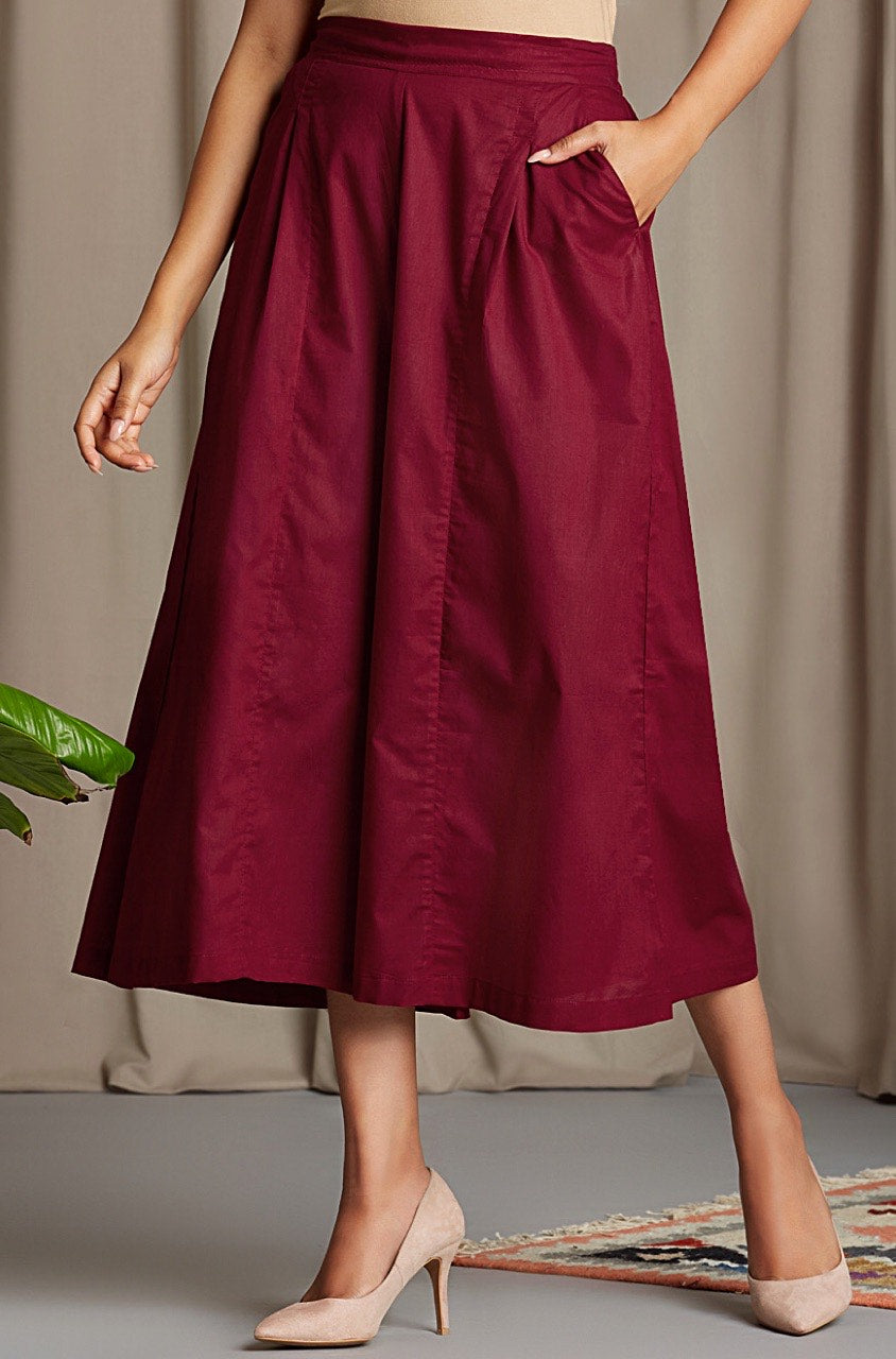 Maati Craft box pleated culotte - marsala