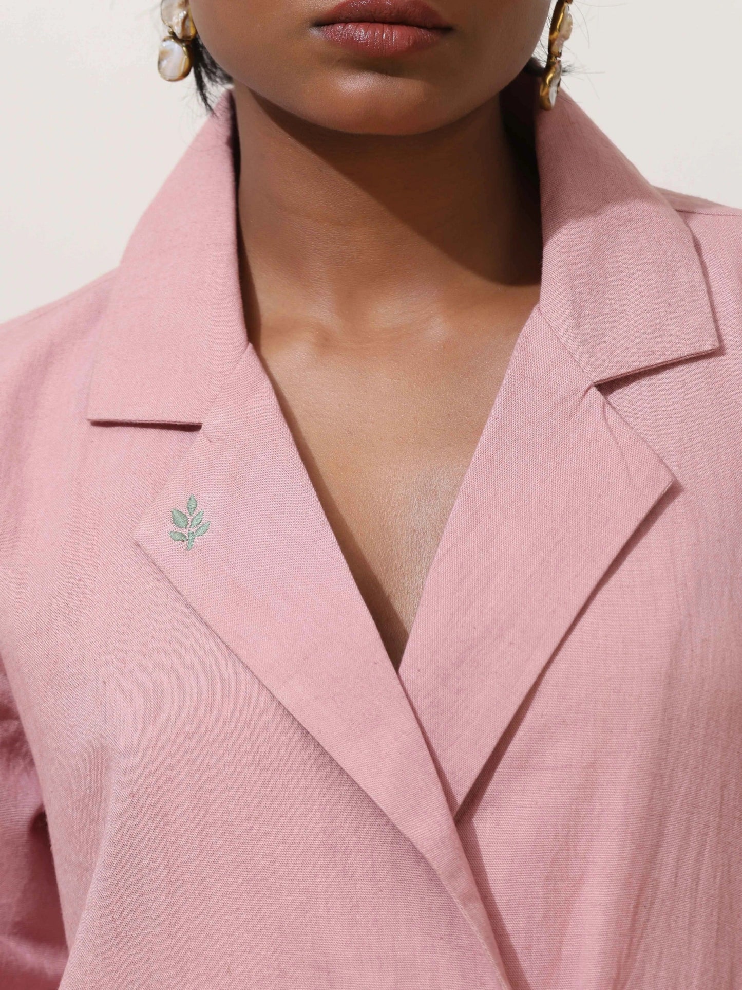 trueBrowns Pink Cotton Linen Co-Ord Set