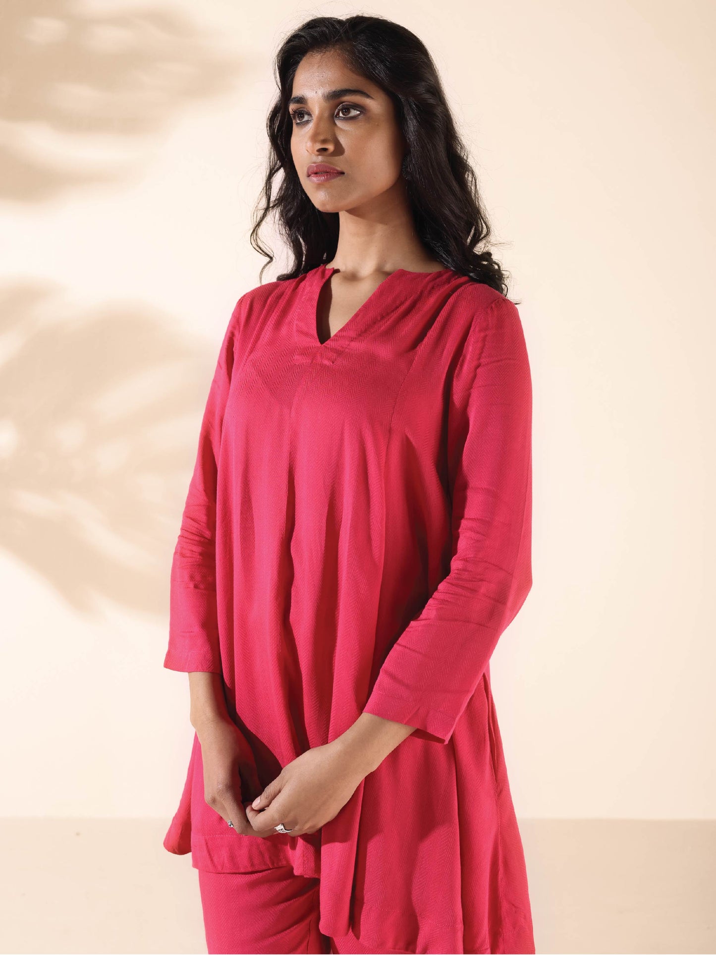 trueBrowns Carrot Viscose Dobby Flared Co-ord Set