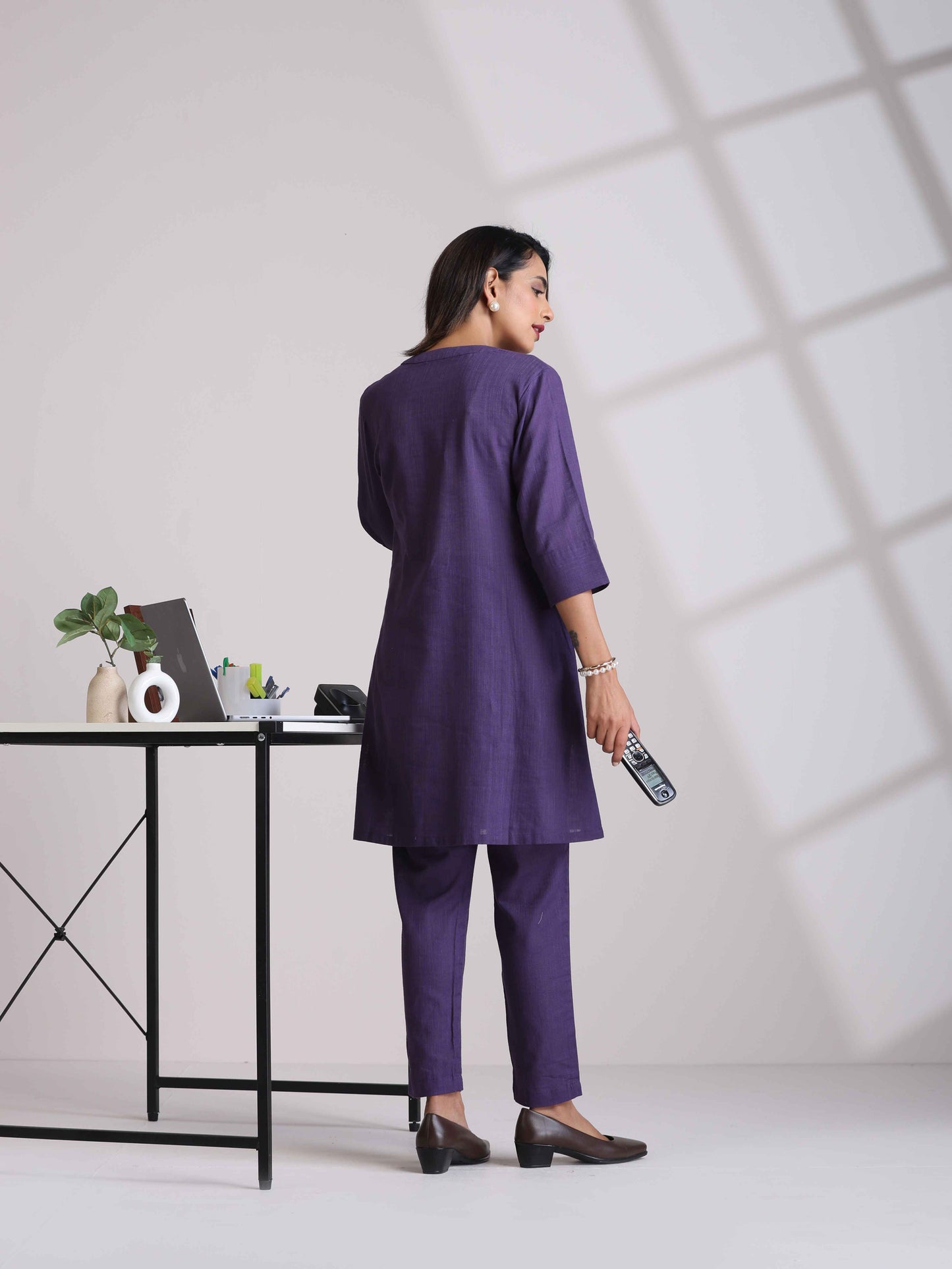 trueBrowns Purple Cotton Relaxed Co-ord Set