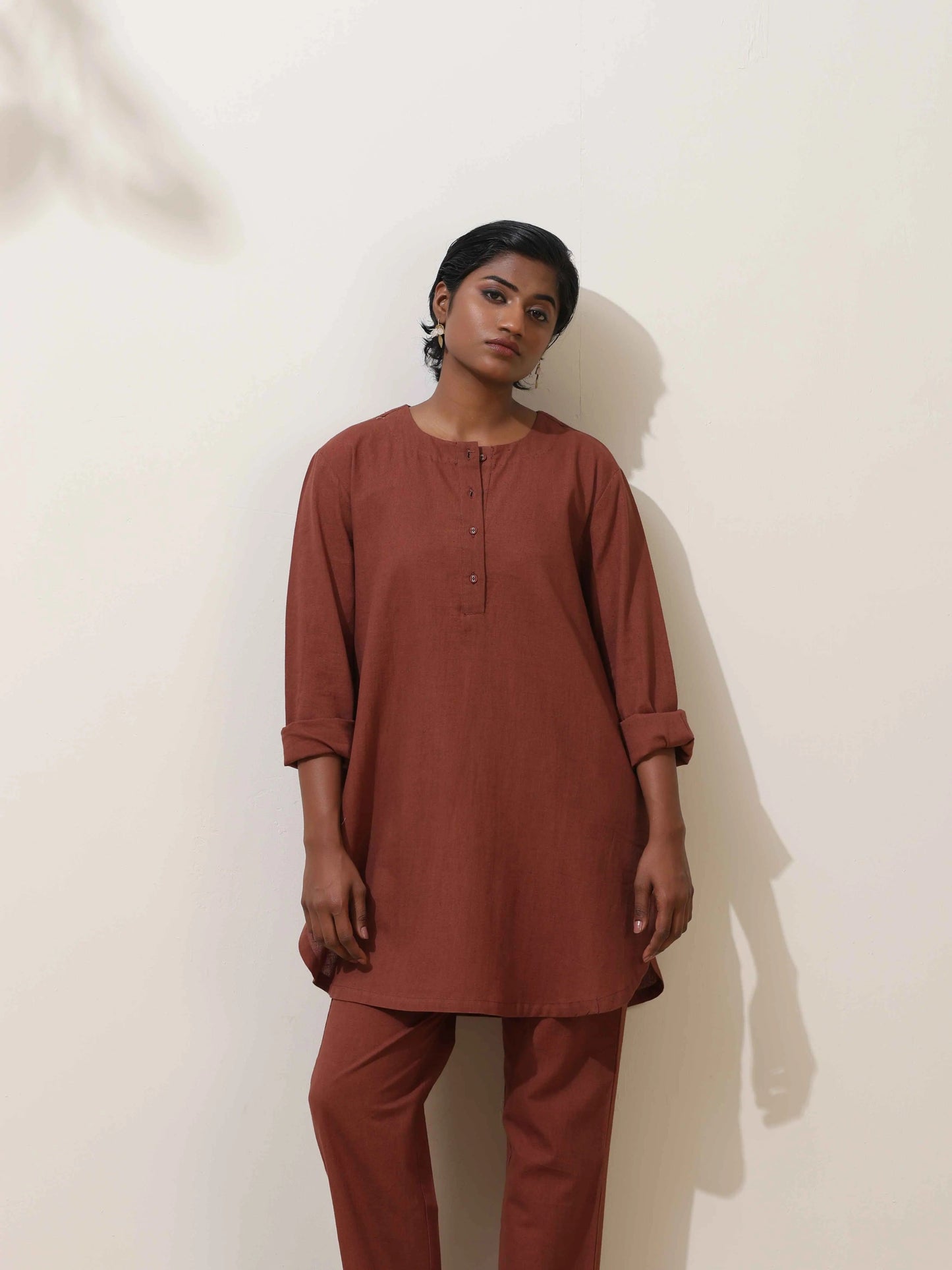 trueBrowns Brown Cotton Kurta Co-Ord Set