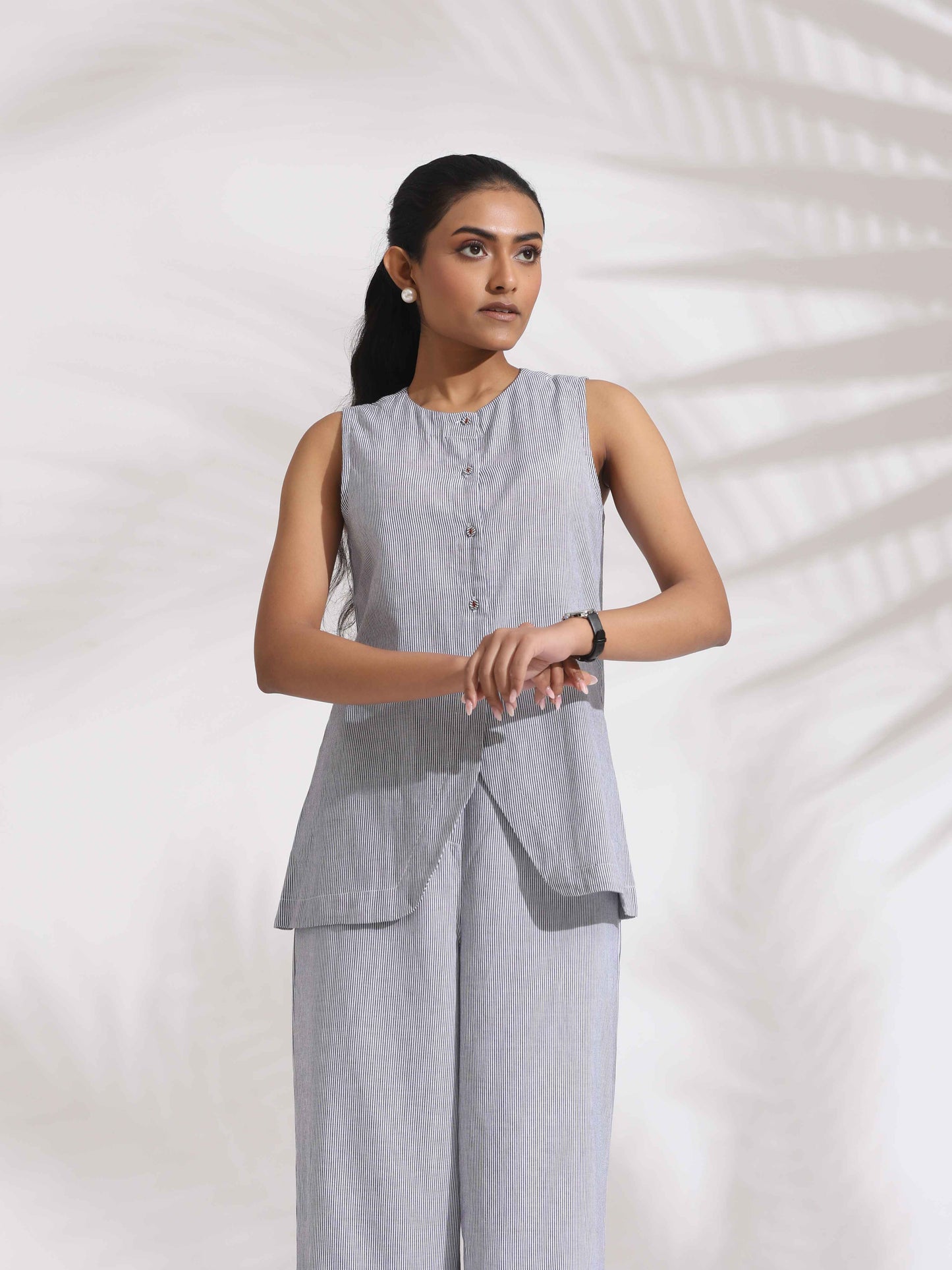 trueBrowns Grey Cotton Stripe Co-ord Set LP
