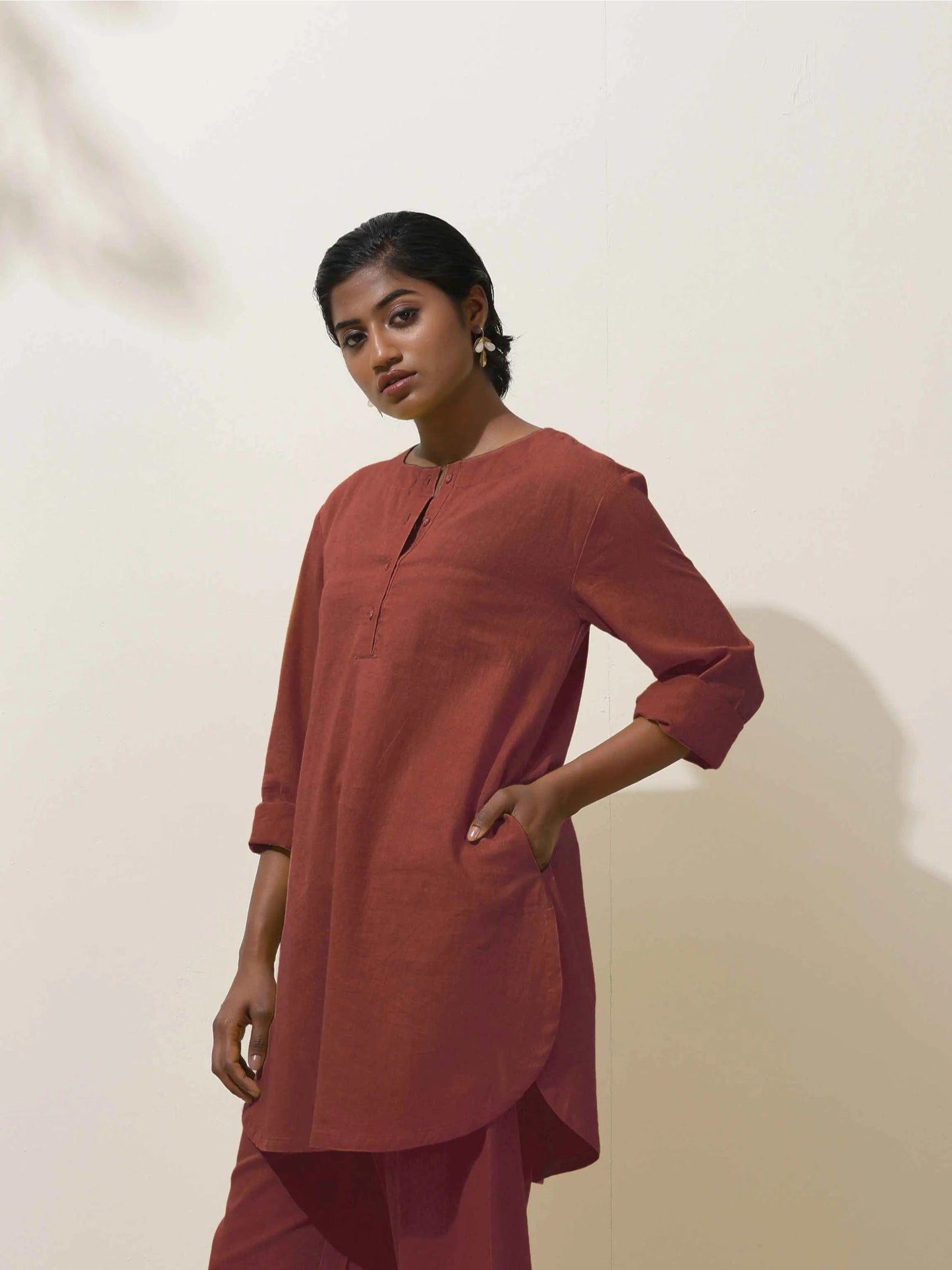 trueBrowns Brown Cotton Kurta Co-Ord Set
