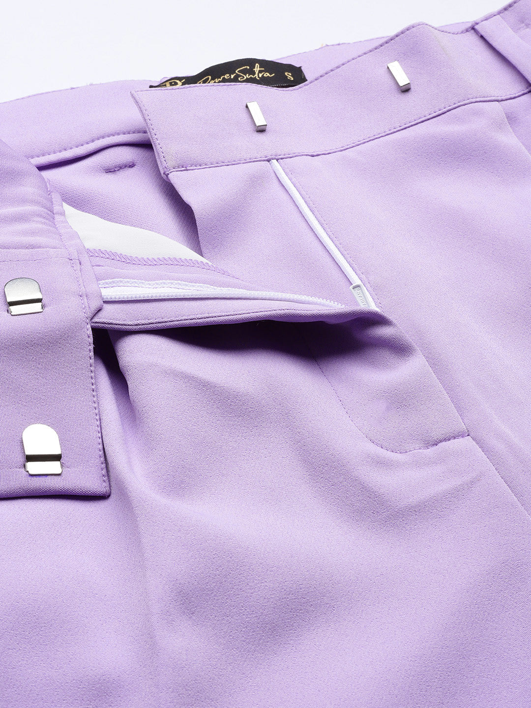 PowerSutra Comfort Fit Stretch Mid Waist Pleated Trouser - Lavender