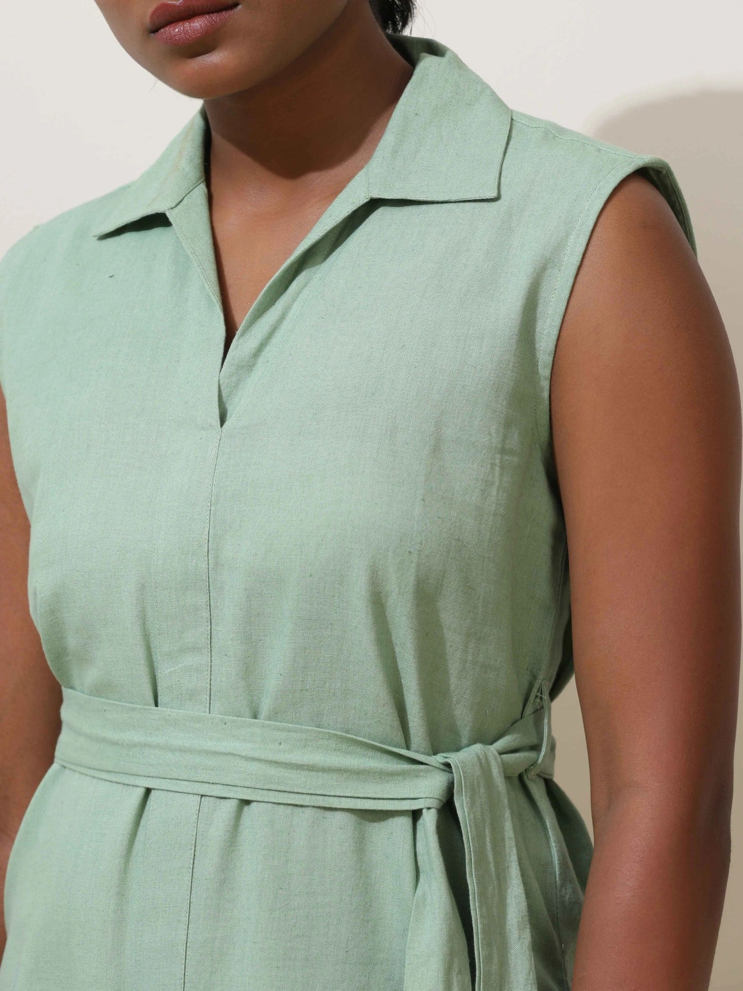 trueBrowns Mint Green Cotton Linen Co-Ord Set