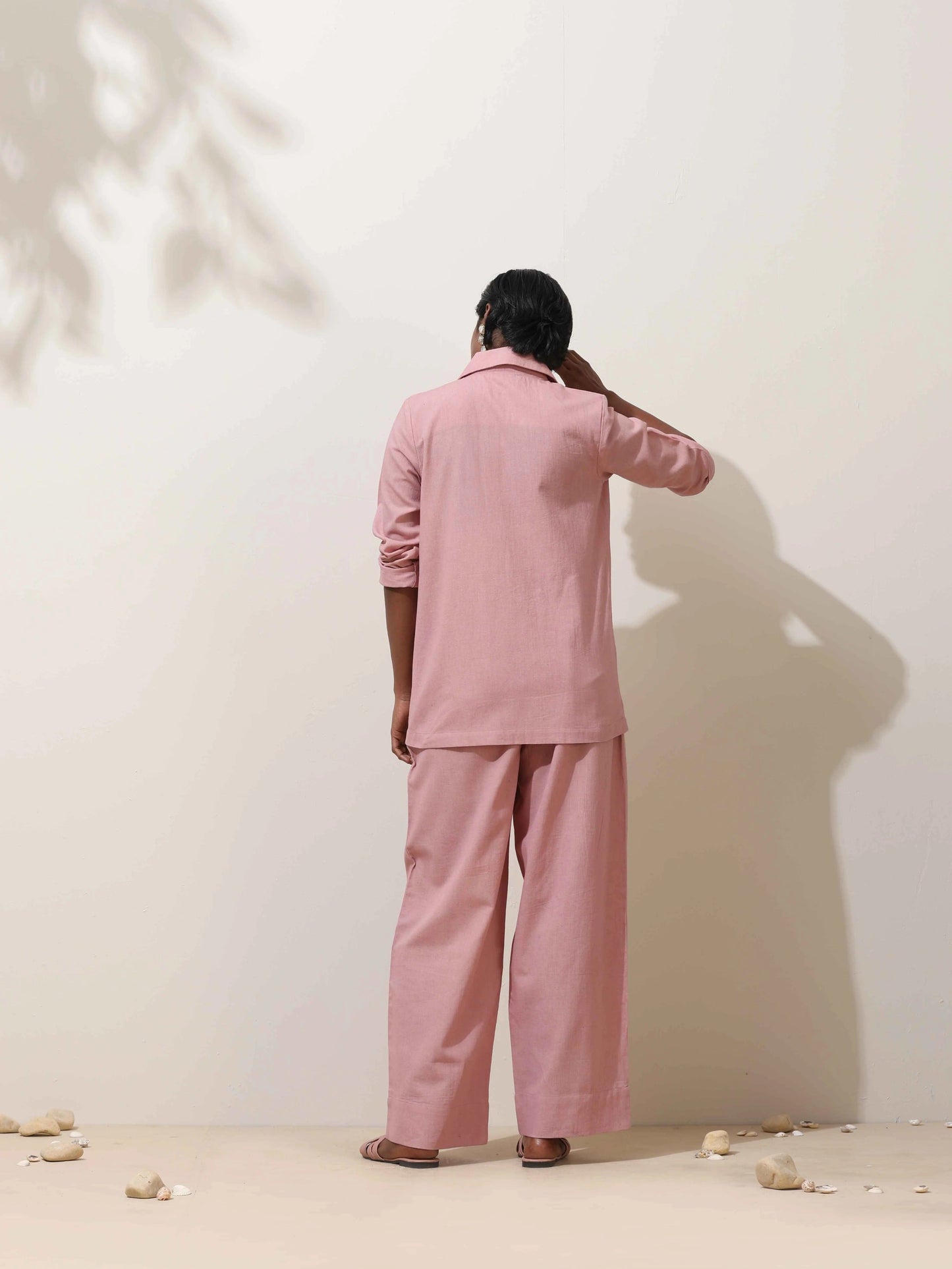 trueBrowns Pink Cotton Linen Co-Ord Set