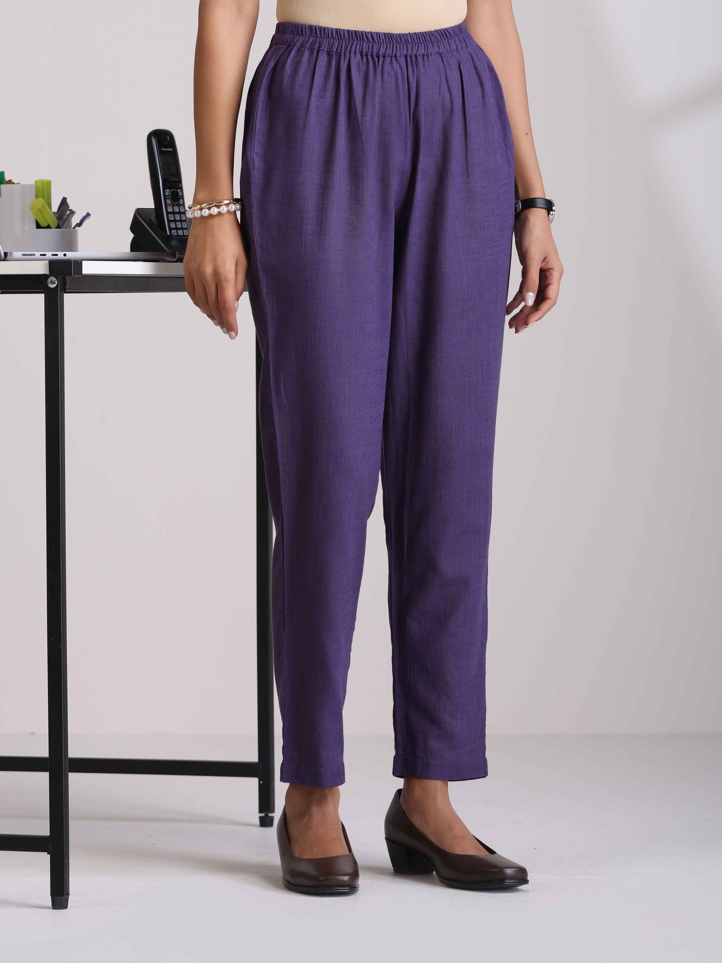 trueBrowns Purple Cotton Relaxed Co-ord Set