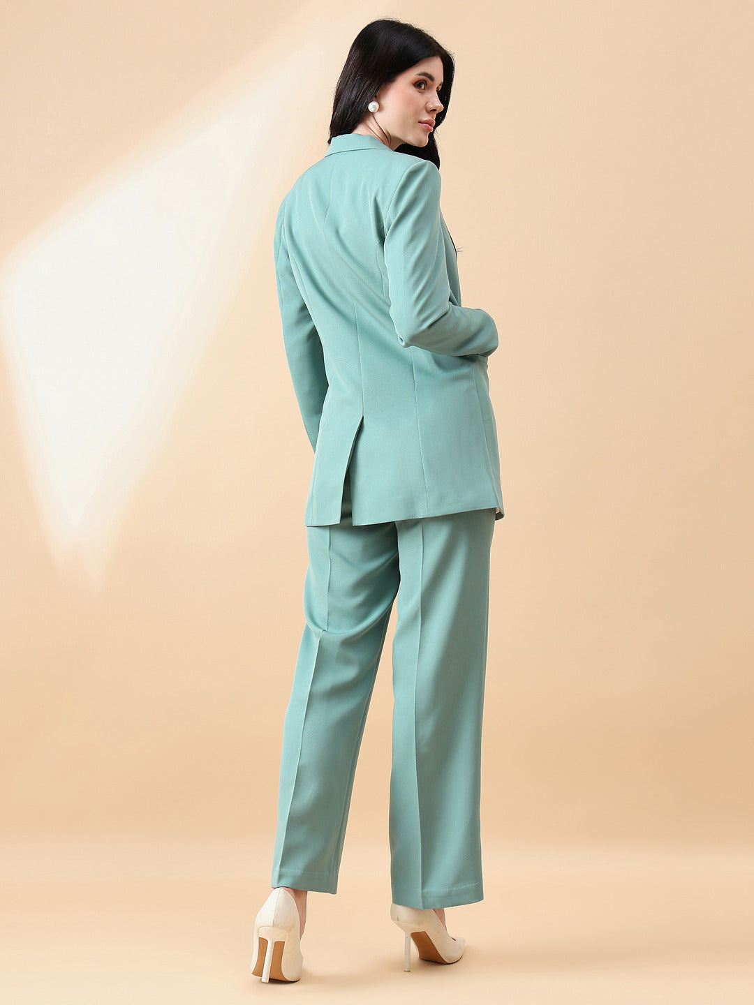 PowerSutra Notch Collar Stretch Pant Suit- Sage Green
