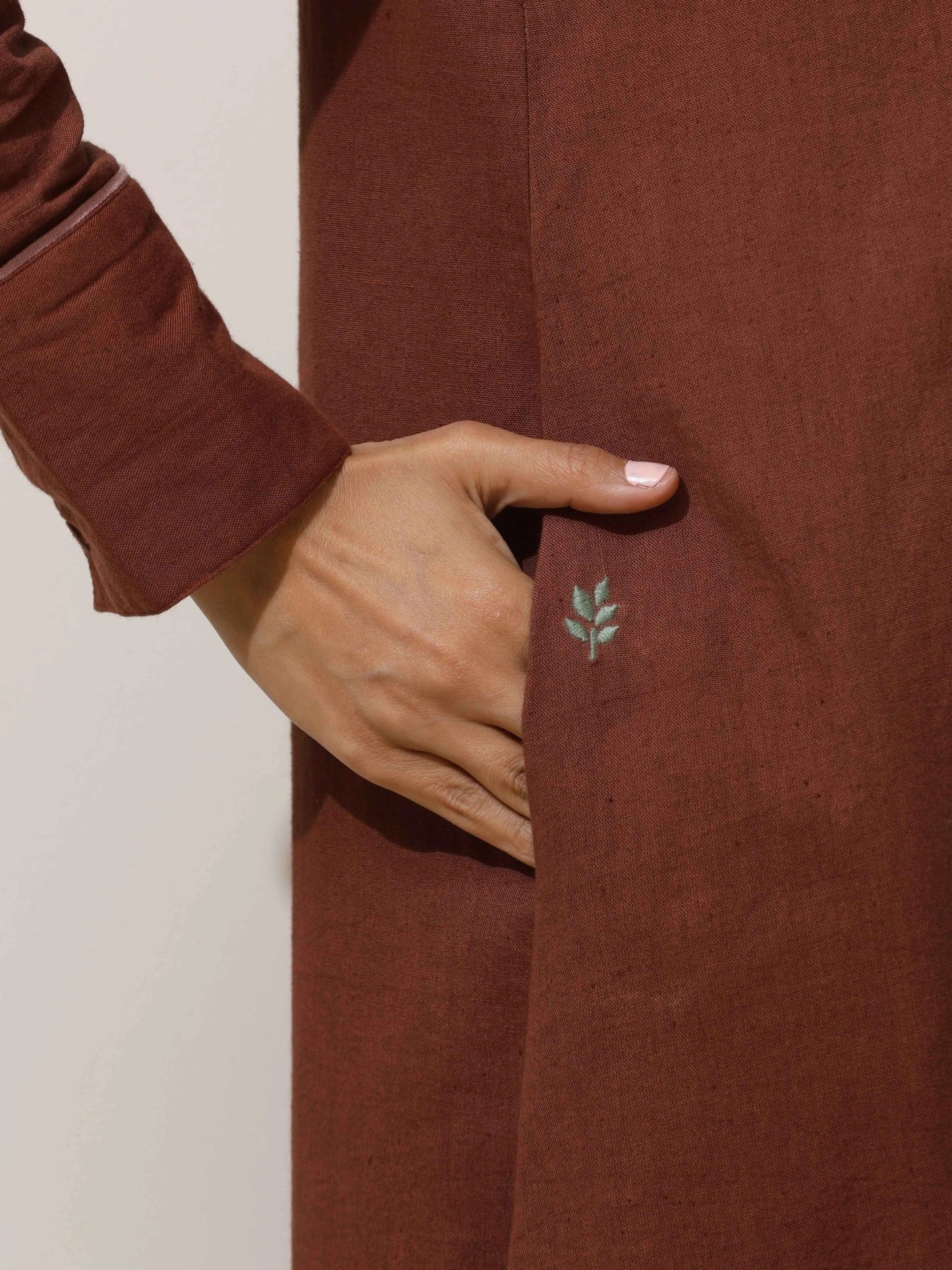 trueBrowns Brown Cotton Kurta Pant Set