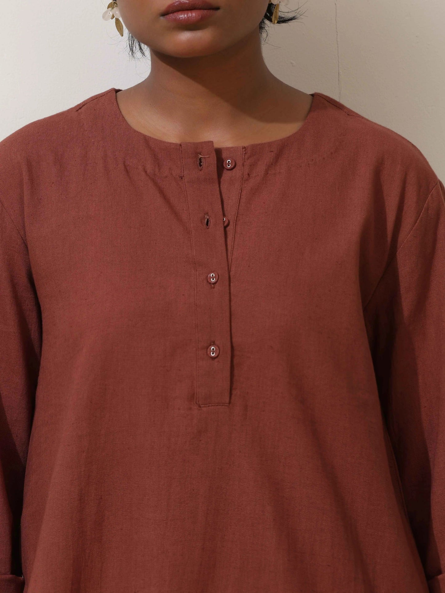 trueBrowns Brown Cotton Kurta Co-Ord Set