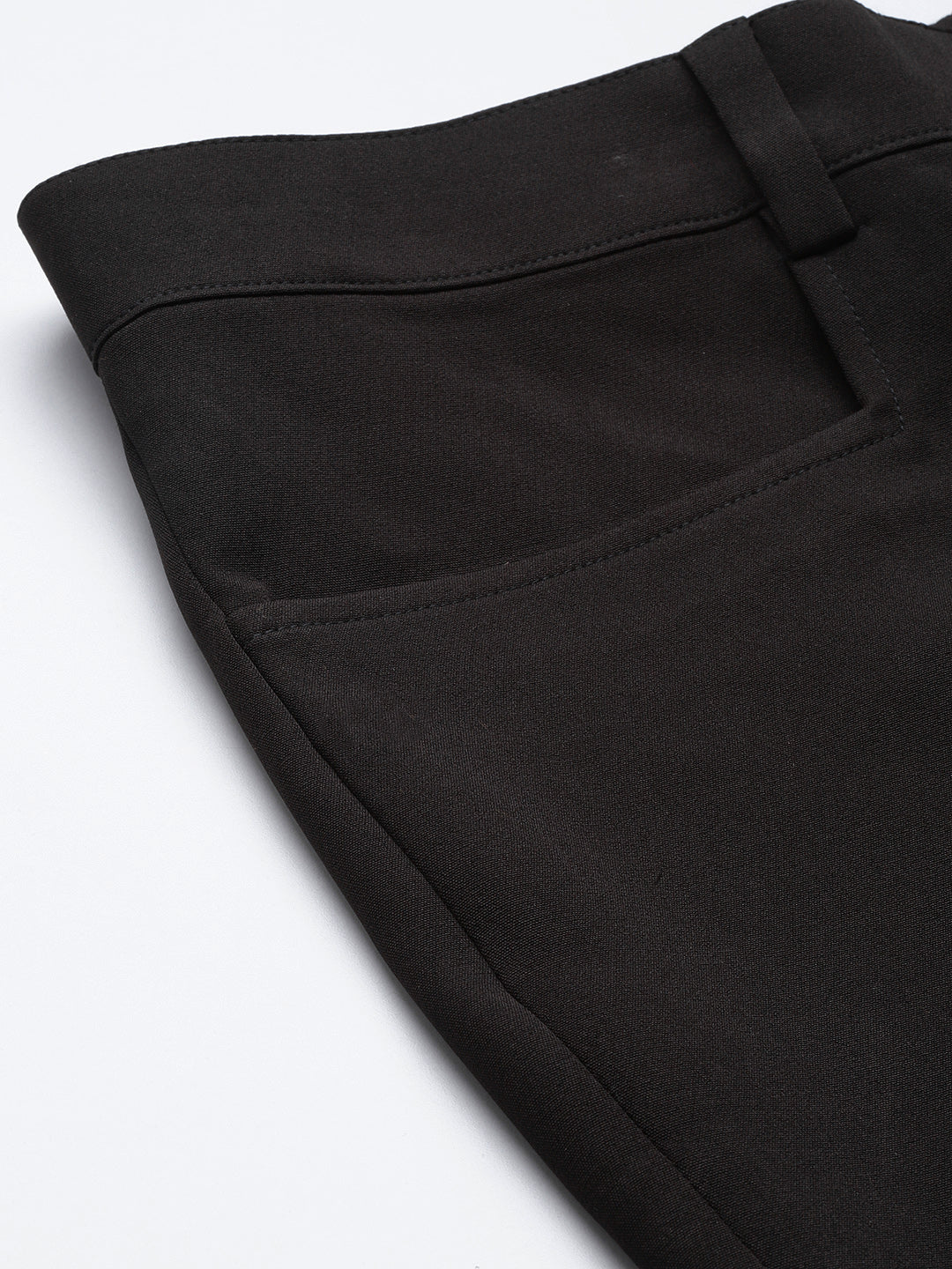 PowerSutra Regular Fit Mid Waist Stretch Trouser- Black