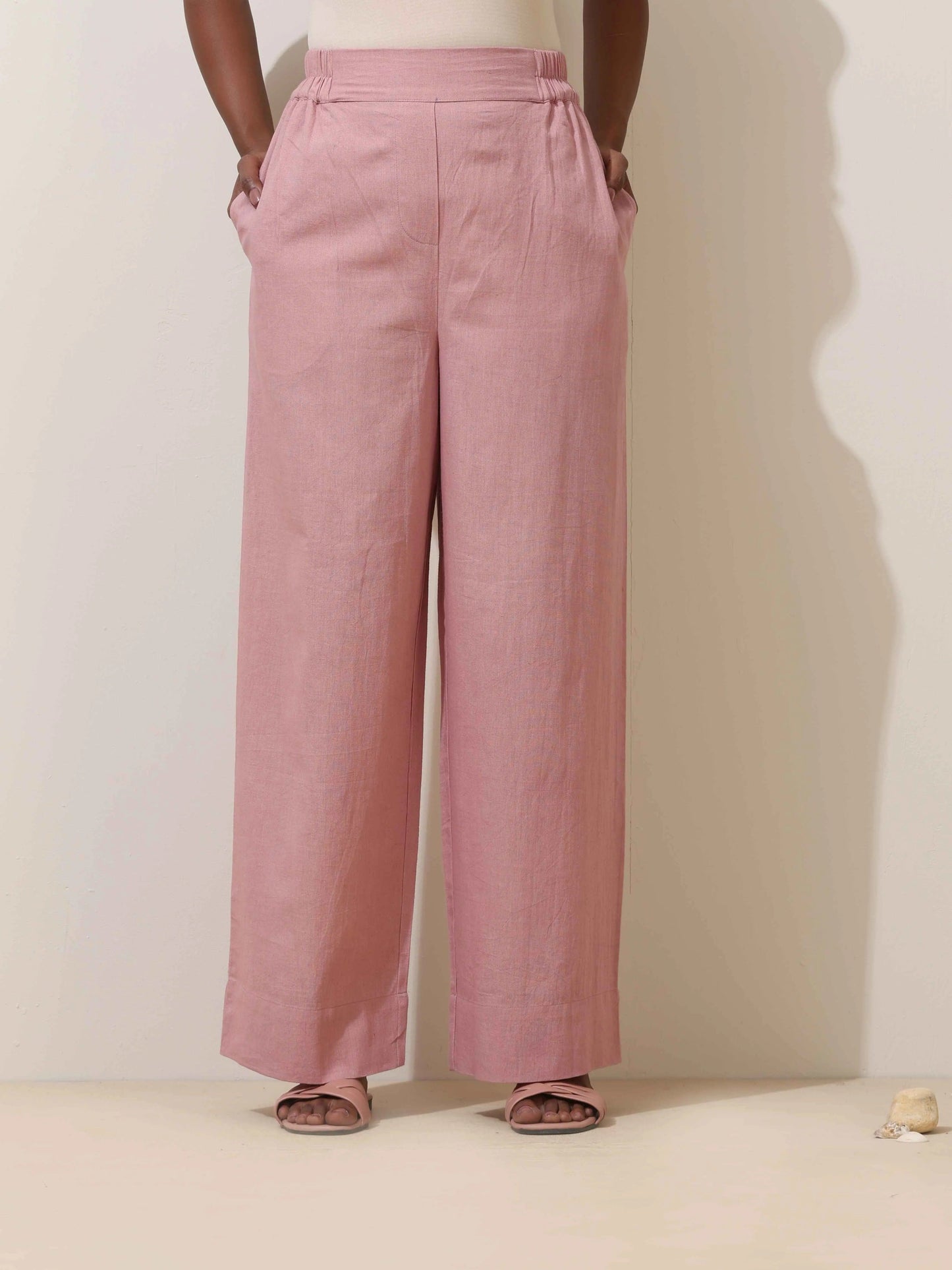 trueBrowns Pink Cotton Linen Co-Ord Set