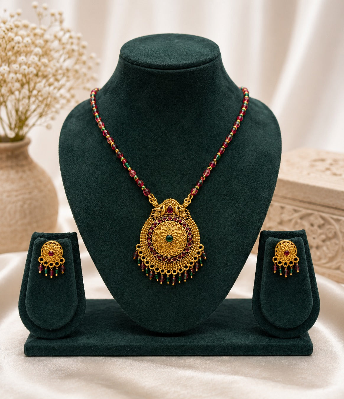 Rangoli Beaded Pendant 3PC Set LP- 48Hr Delivery