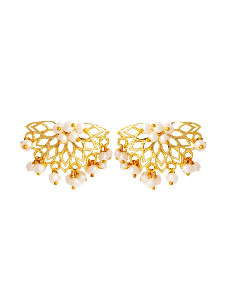 Gold Toned Pearl Clustering Stud Earrings LP- 48Hr Delivery