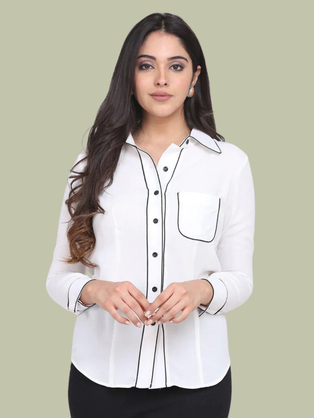 PowerSutra Regular Fit Poly Moss Collared Shirt - White
