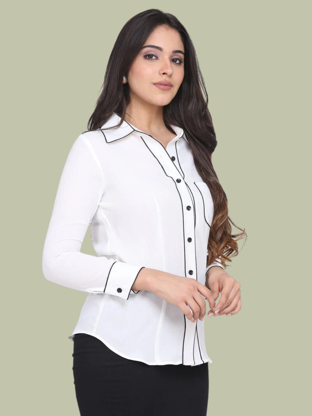 PowerSutra Regular Fit Poly Moss Collared Shirt - White