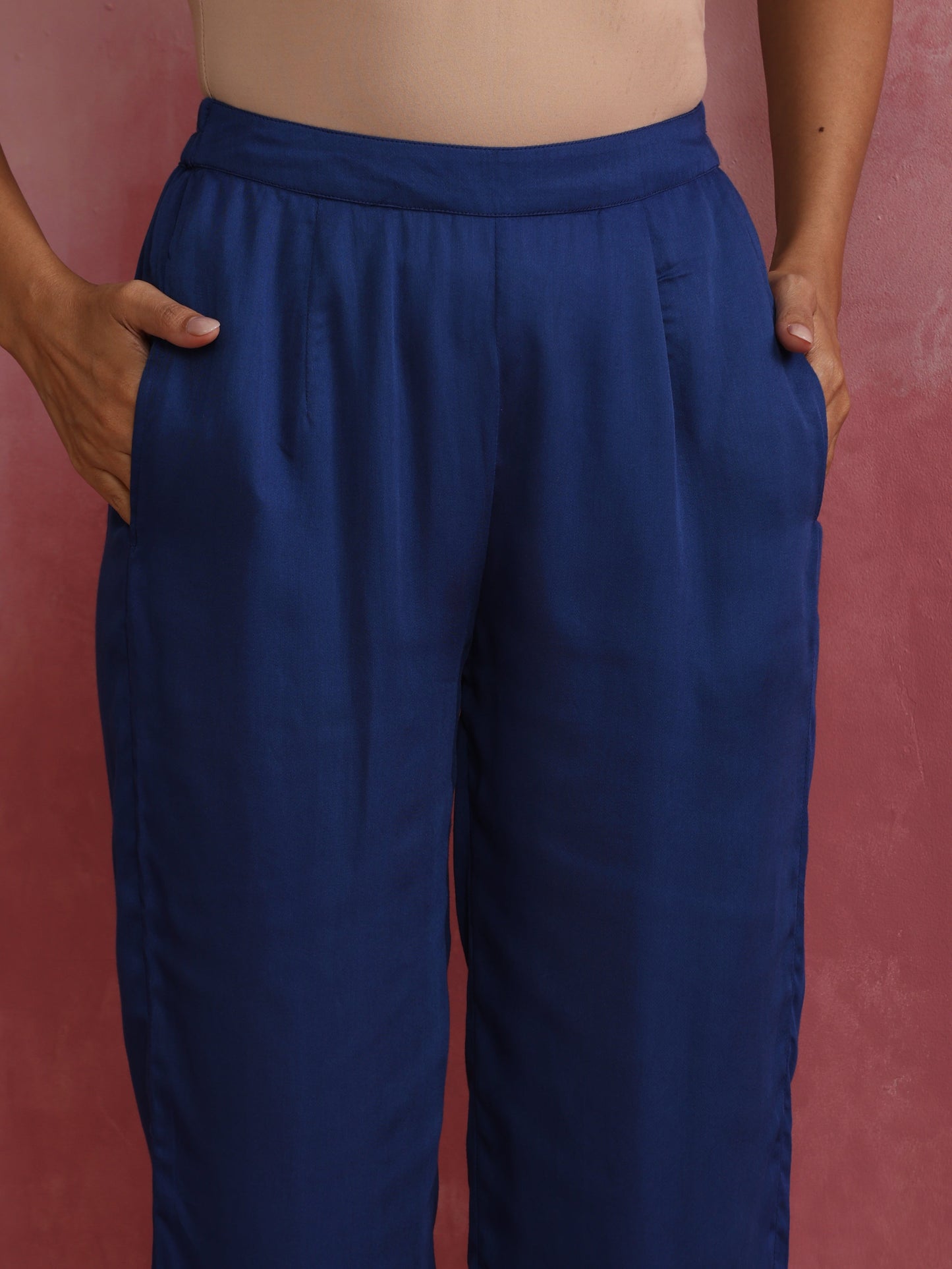 trueBrowns Blue Modal Flared Kurta Co-ord Set