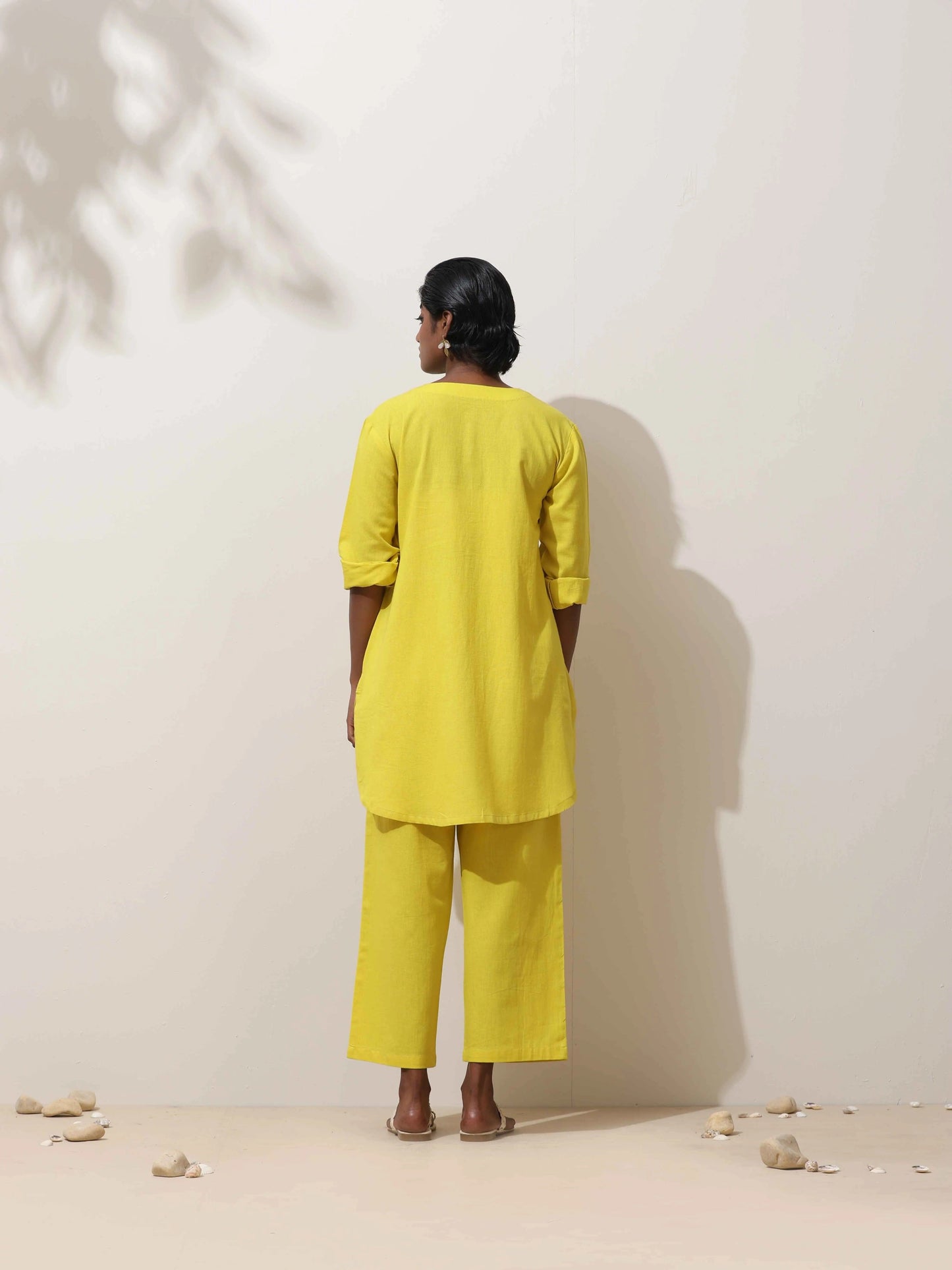 trueBrowns Lime Cotton Kurta Co-Ord Set