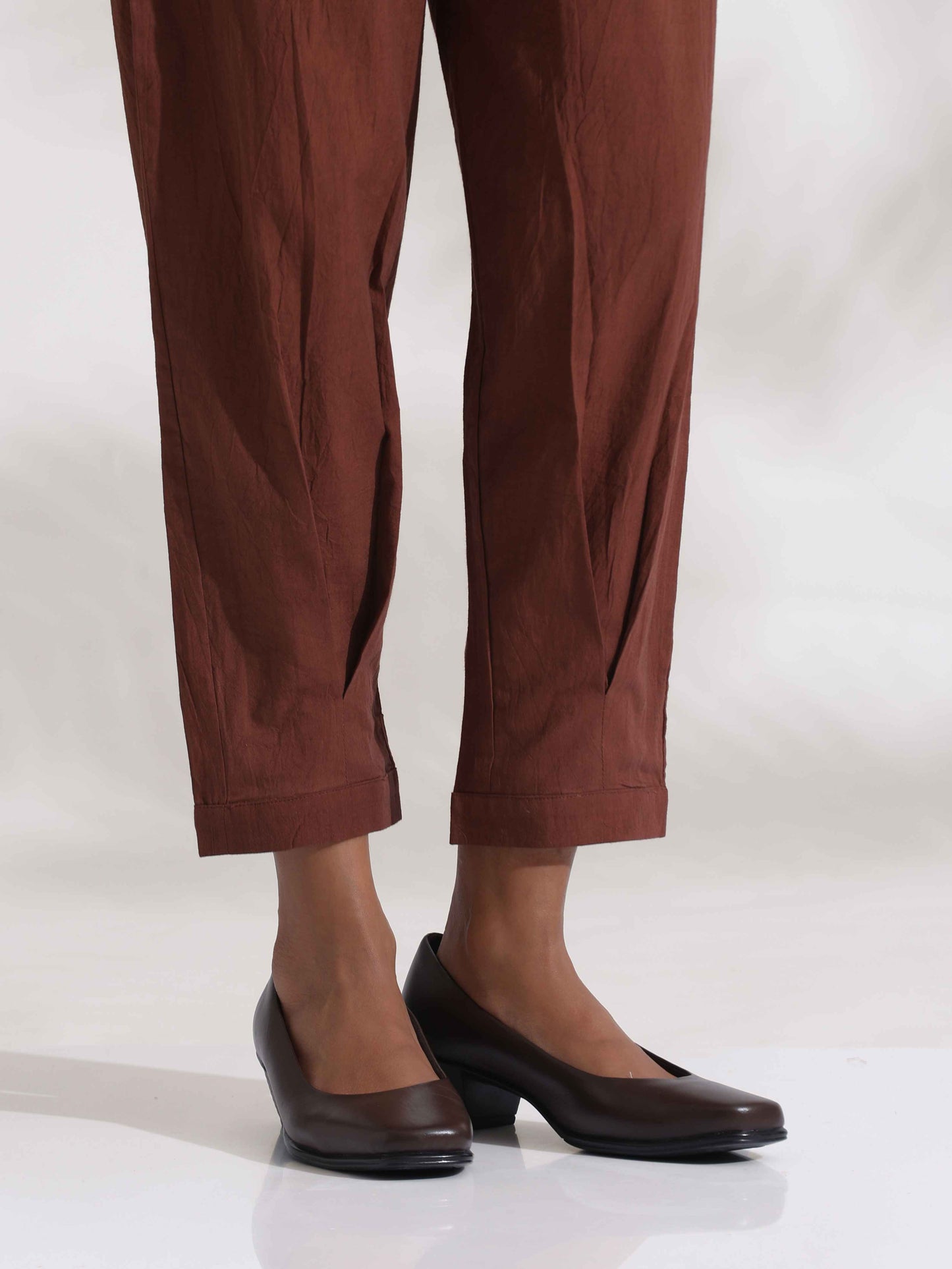 trueBrowns Brown Cotton Print Pleated Top & Pants Co-ord Set