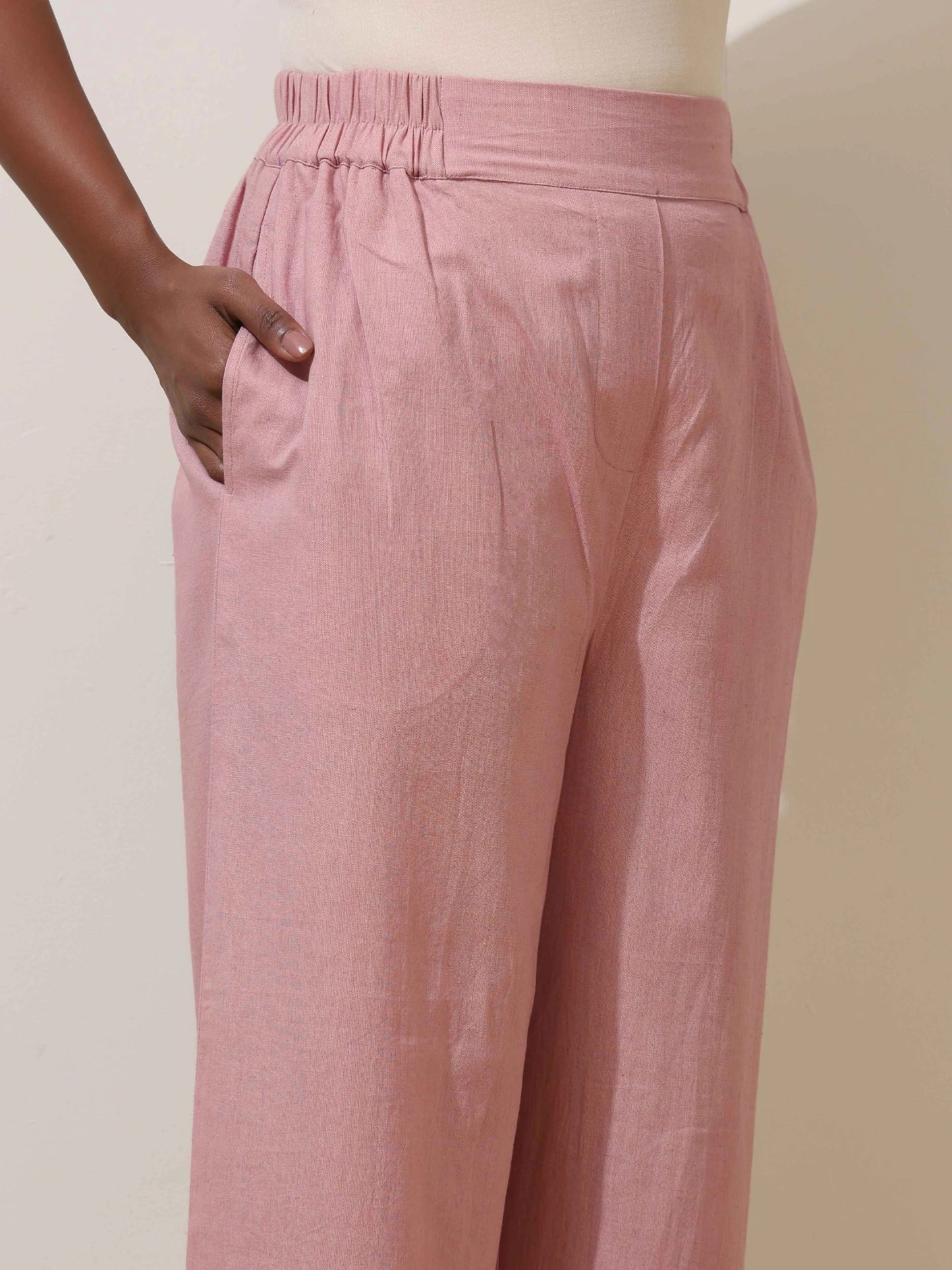 trueBrowns Pink Cotton Linen Co-Ord Set