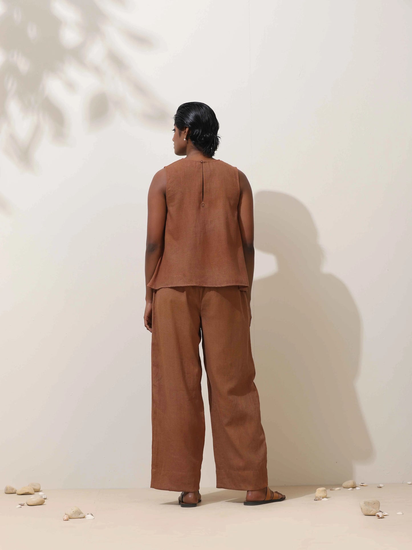 trueBrowns Oudh Brown Embroidered Natural Cotton Co-ord Set