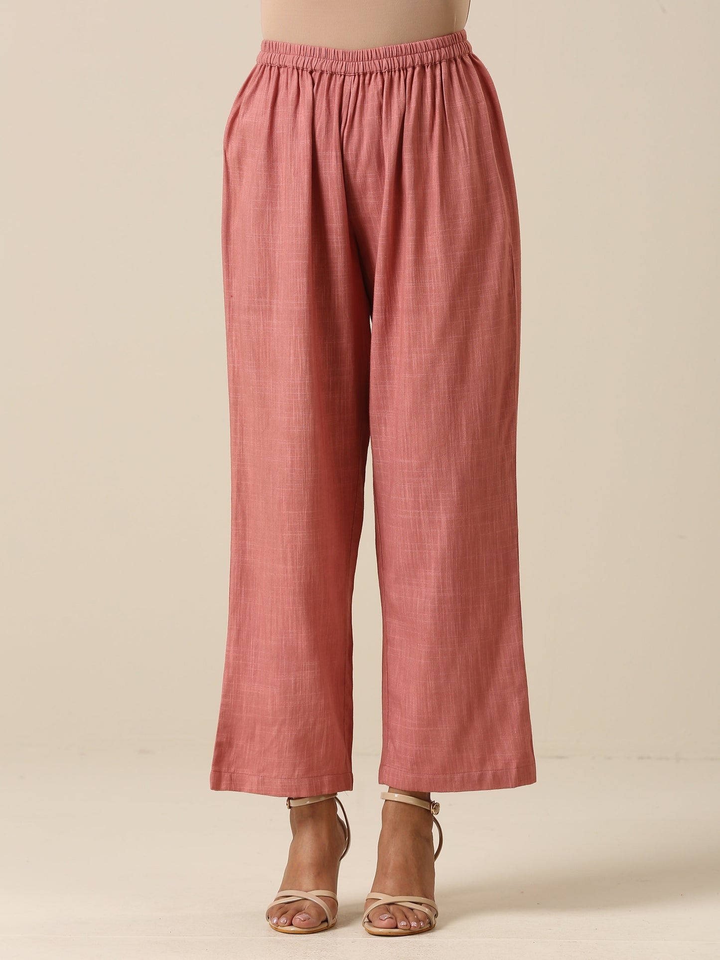 Light Mauve Slub Textured Sleeveless Short Co-Ord Set