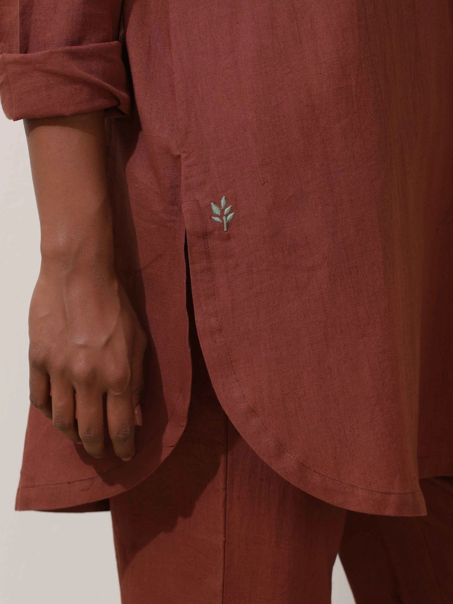 trueBrowns Brown Cotton Kurta Co-Ord Set