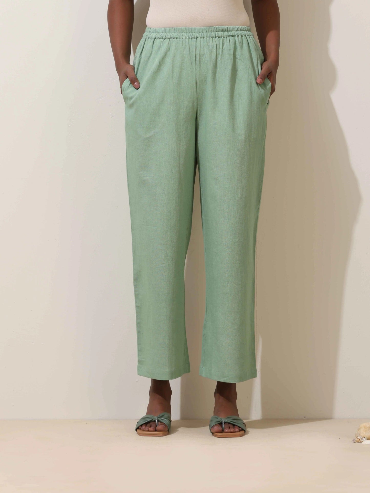 trueBrowns Mint Green Cotton Linen Co-Ord Set