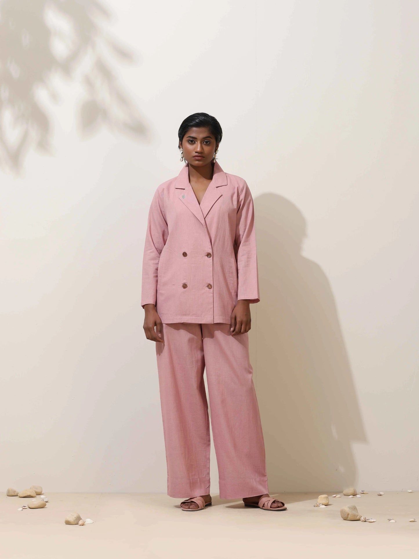 trueBrowns Pink Cotton Linen Co-Ord Set