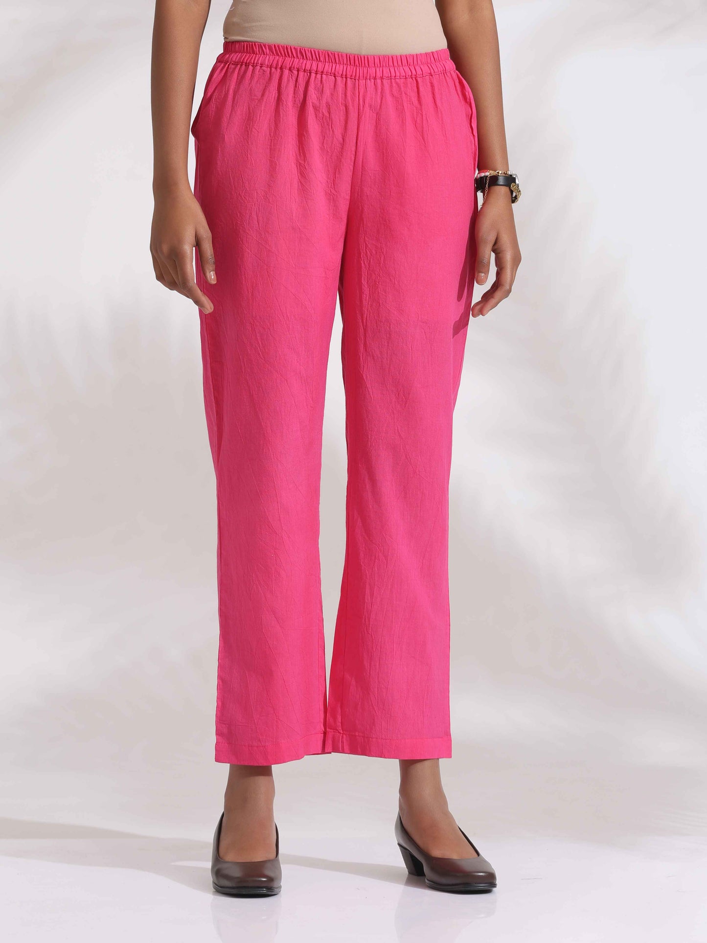 trueBrowns Pink Cotton Print Sleeveless Kurta Set