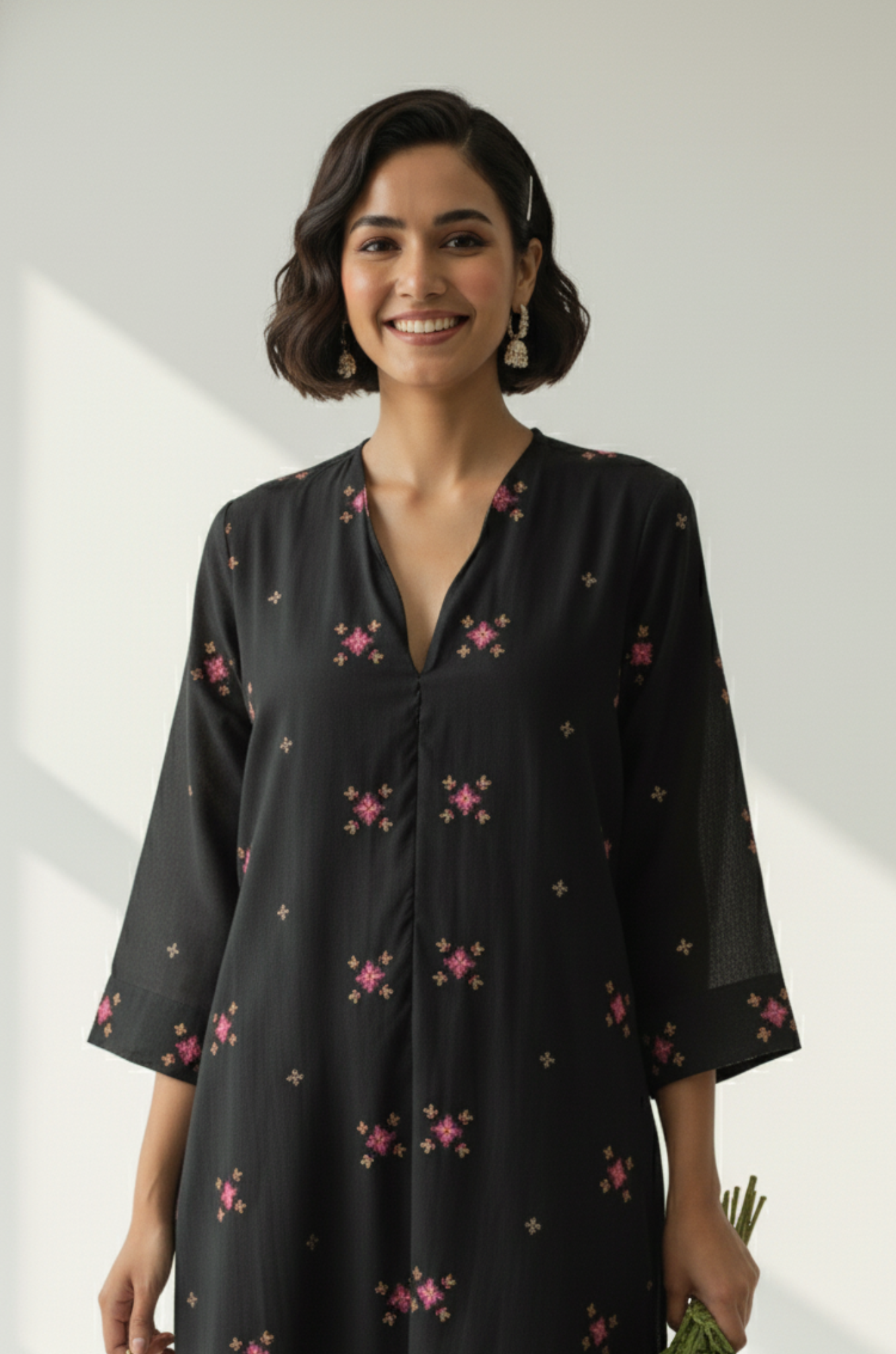 Maati Midnight Spark Cotton Front Zipper A-Line Kurta