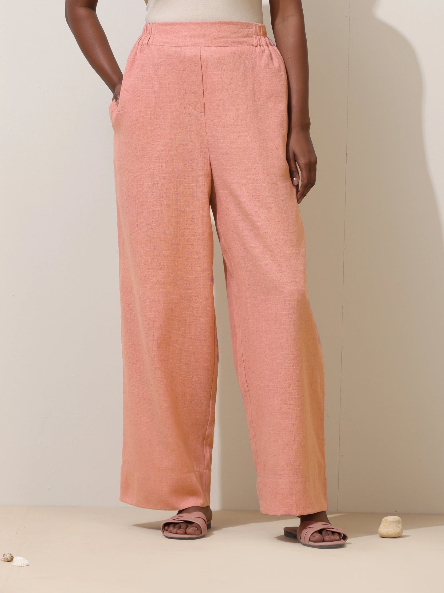 trueBrowns Camellia Pink Crochet Natural Cotton Co-ord Set