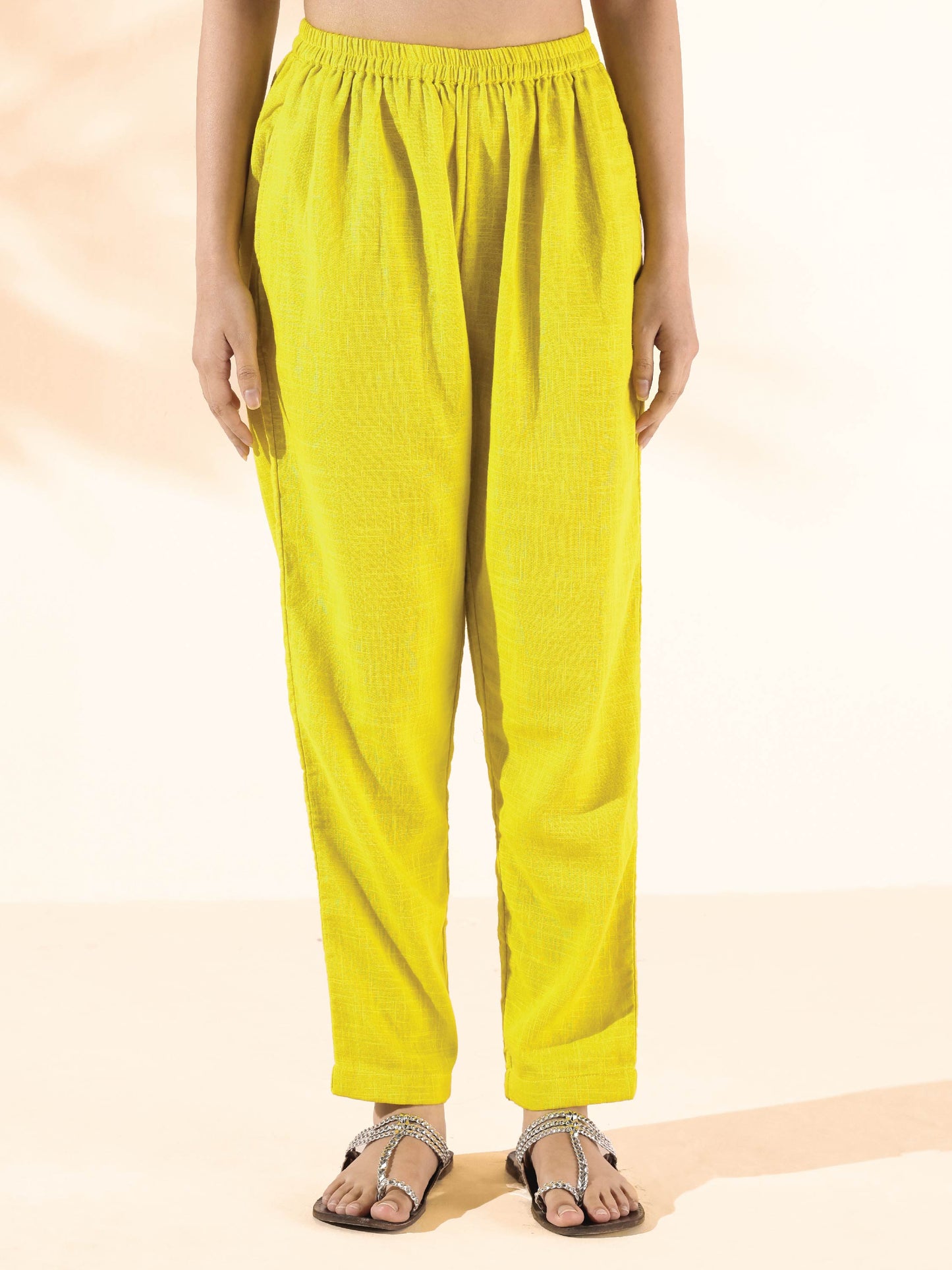 trueBrowns Lime Cotton Dobby Flared Co-ord Set