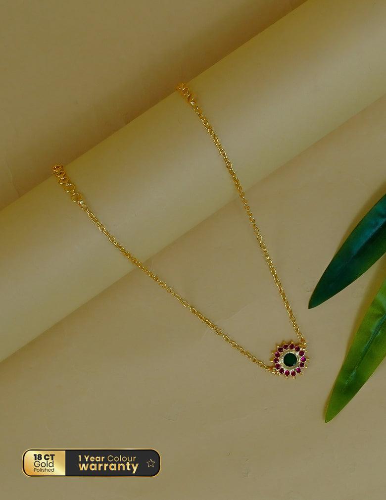 Gold Tone Palakka Flower Pendant Choker LP- 48Hr Delivery