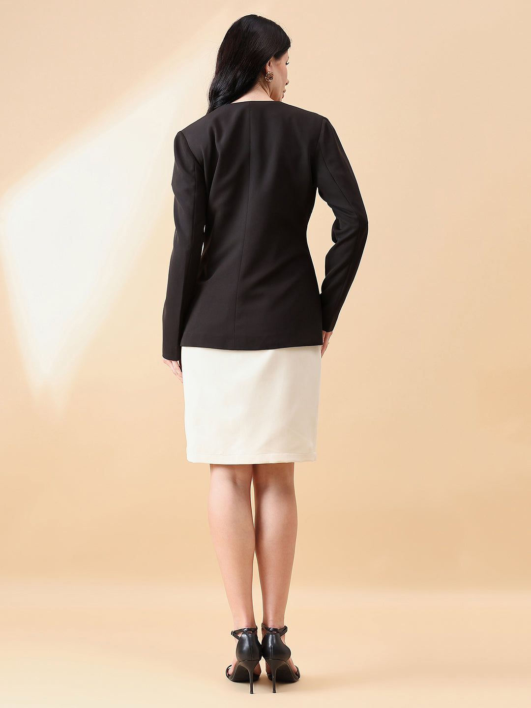 PowerSutra Lapel less Stretch Blazer- Black