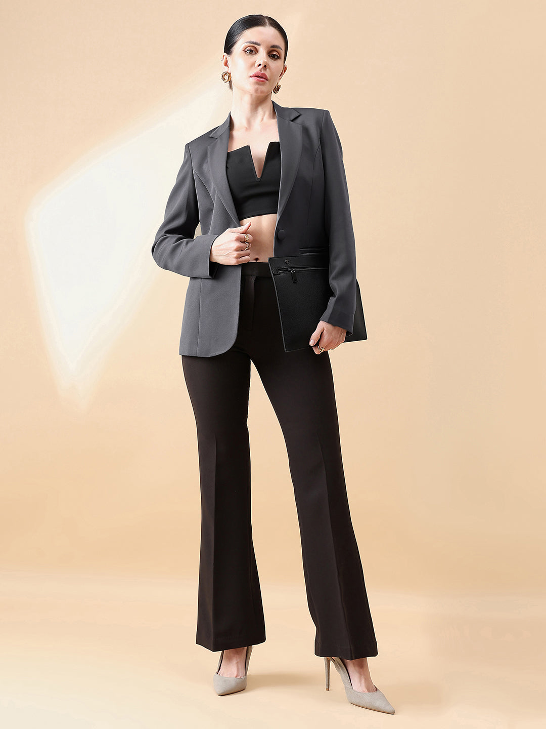PowerSutra Notch Collar Stretch blazer- Dark Grey