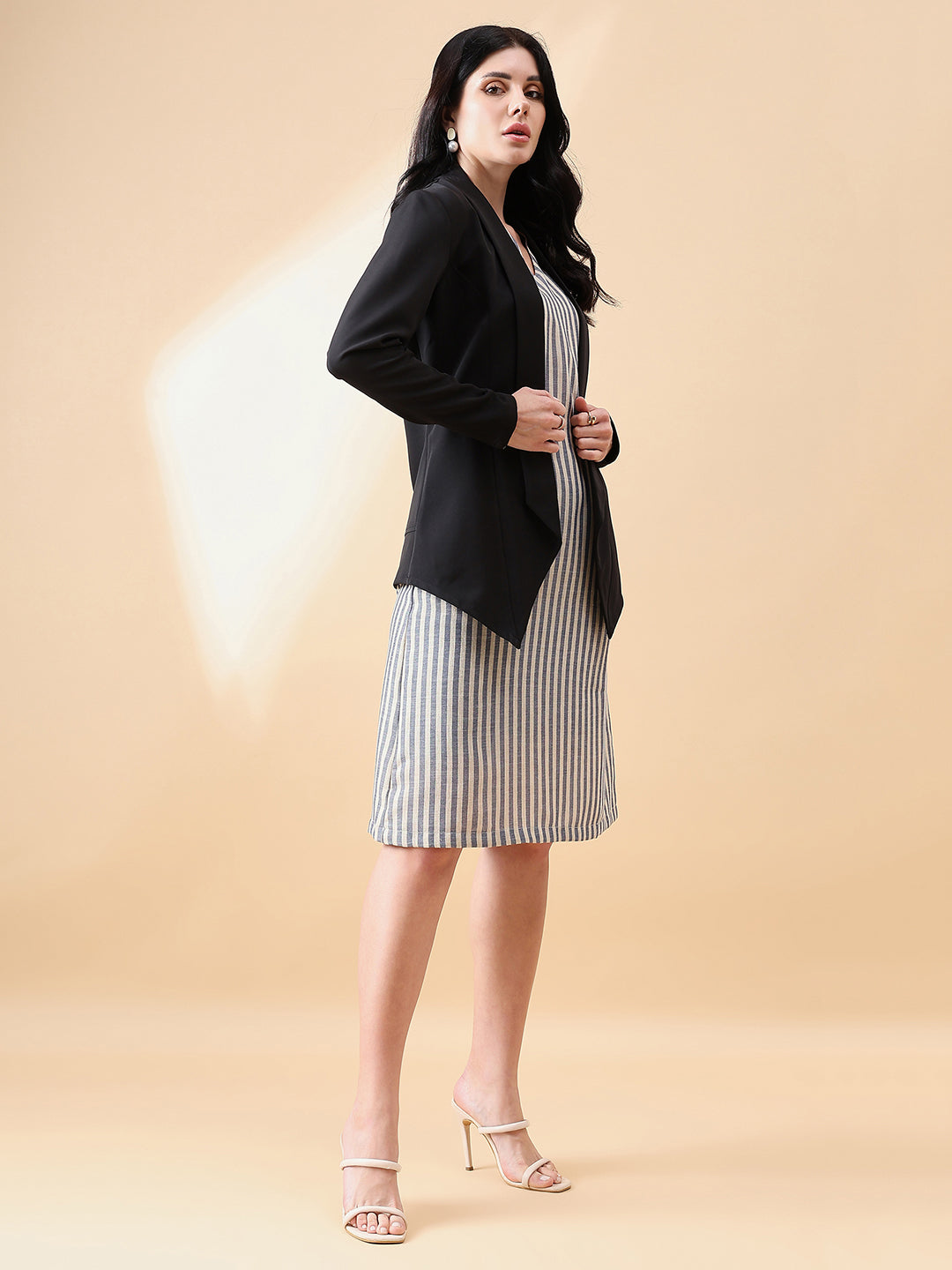 PowerSutra Open Front Shawl Lapel Blazer - Black