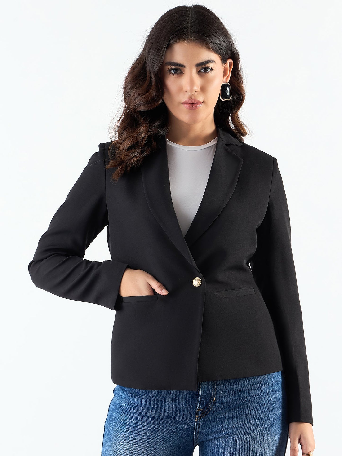 PowerSutra Chic Black Asymmetric Blazer