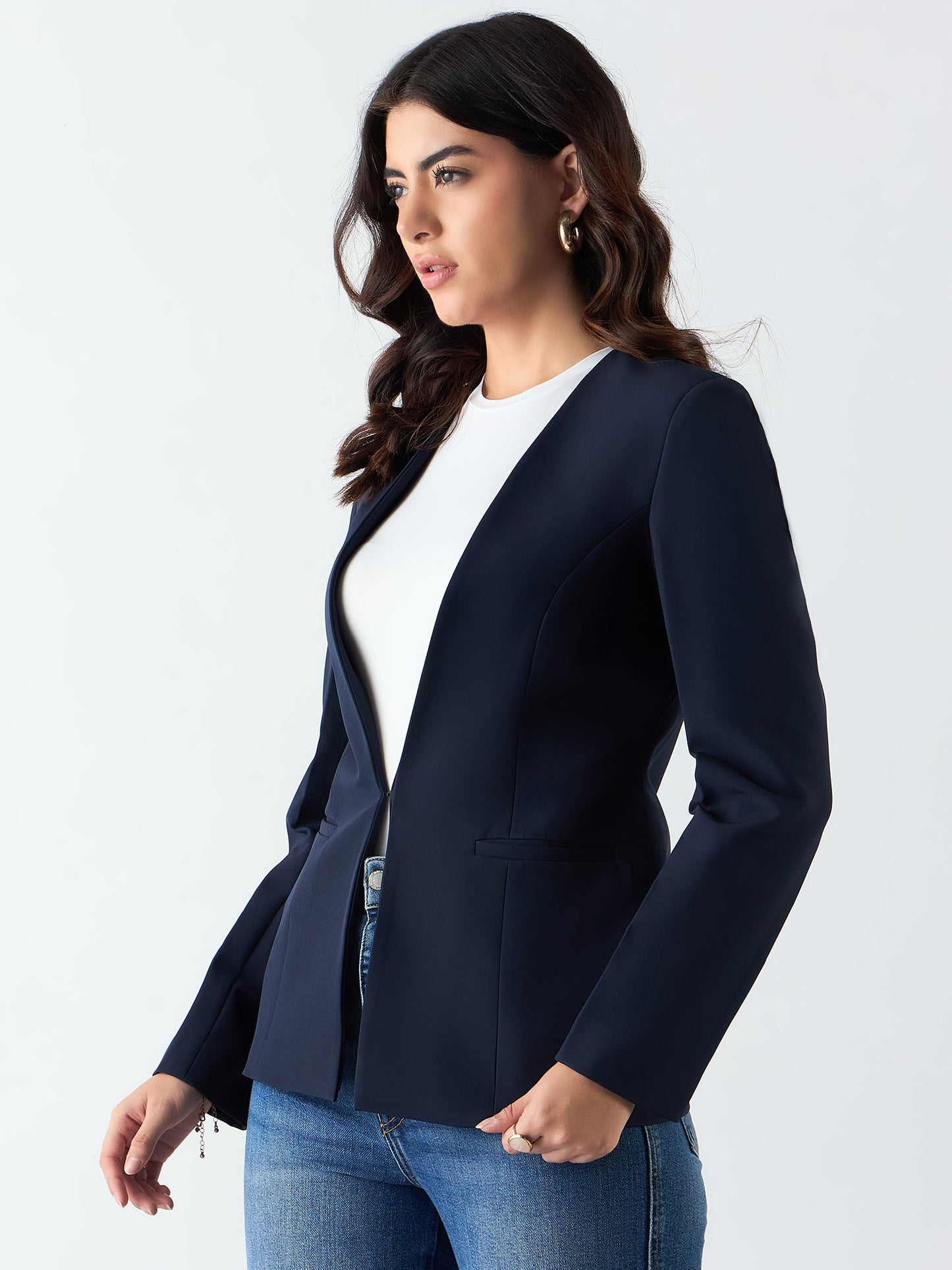 PowerSutra Minimalist Regular Fit Blazer In Stretchable Fabric
