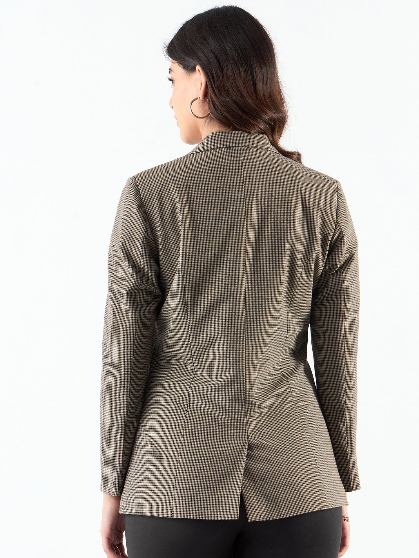 PowerSutra Notched Lapel Refined Check Blazer In 4-Way Stretch Fabric