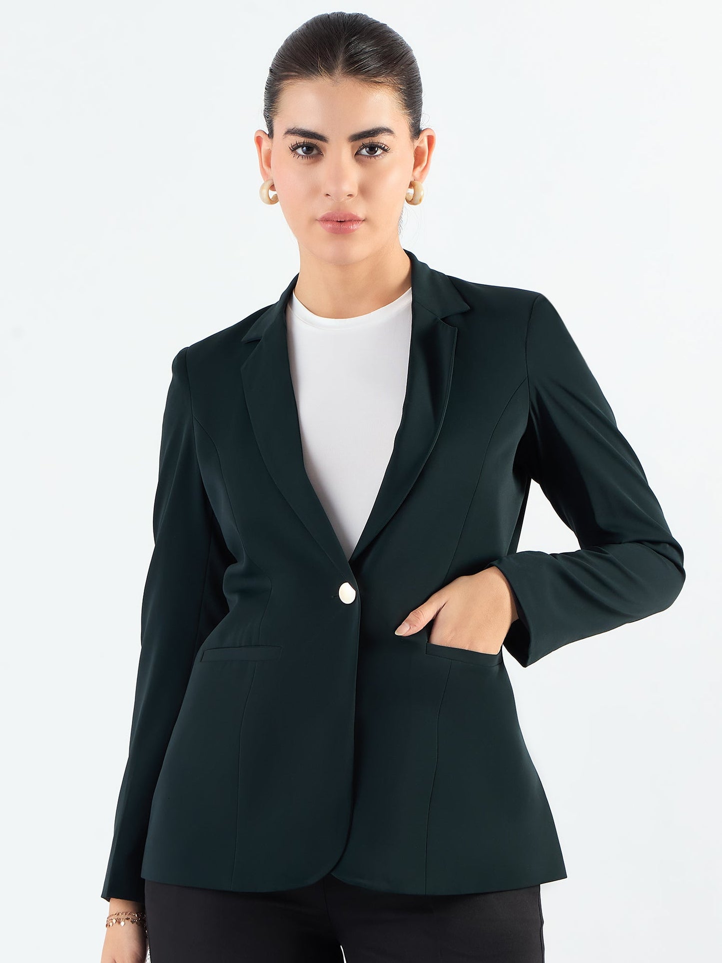 PowerSutra Classic Notched Lapel Tailored Fit Blazer In Stretchable Fabric
