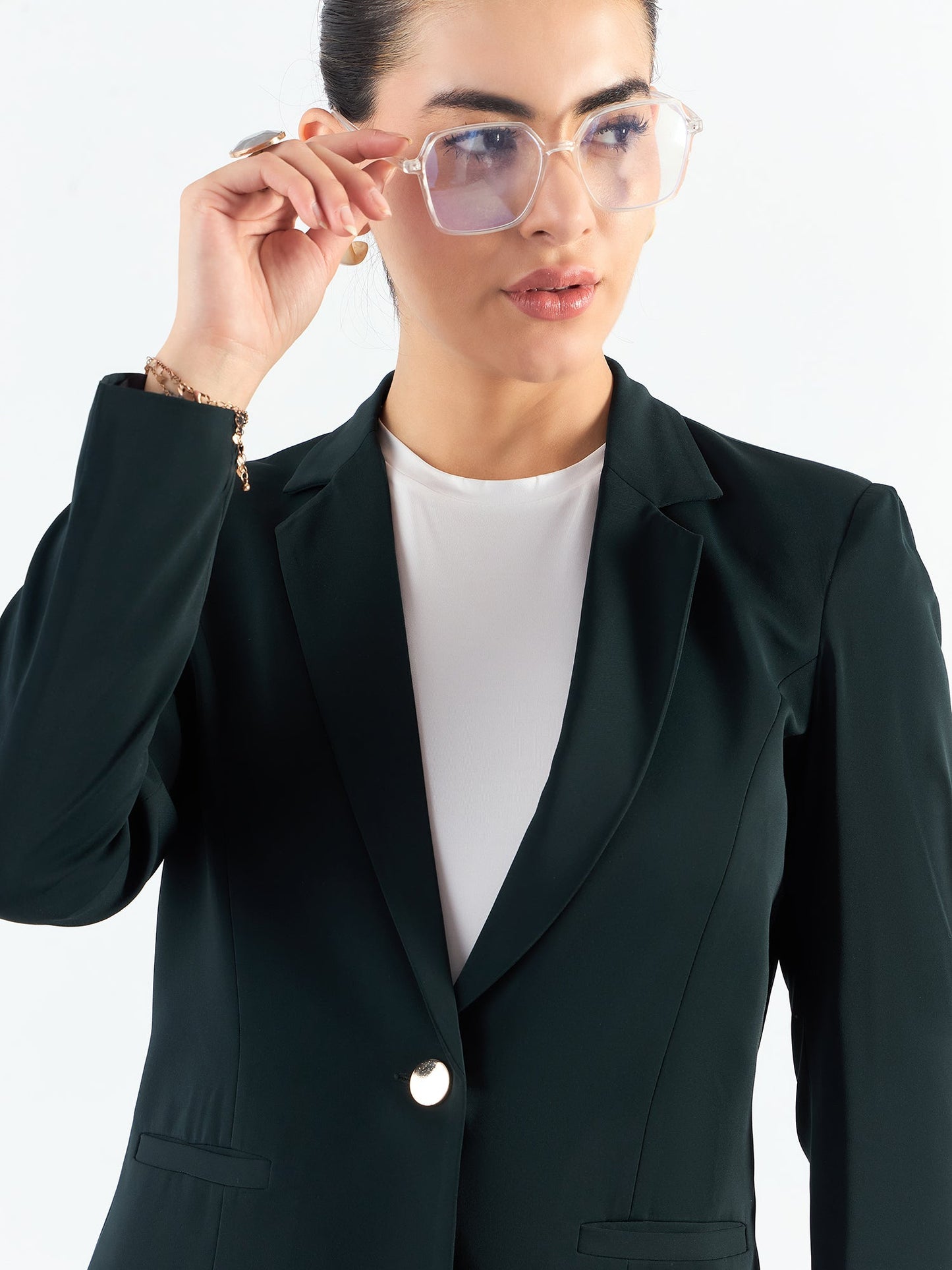 PowerSutra Classic Notched Lapel Tailored Fit Blazer In Stretchable Fabric