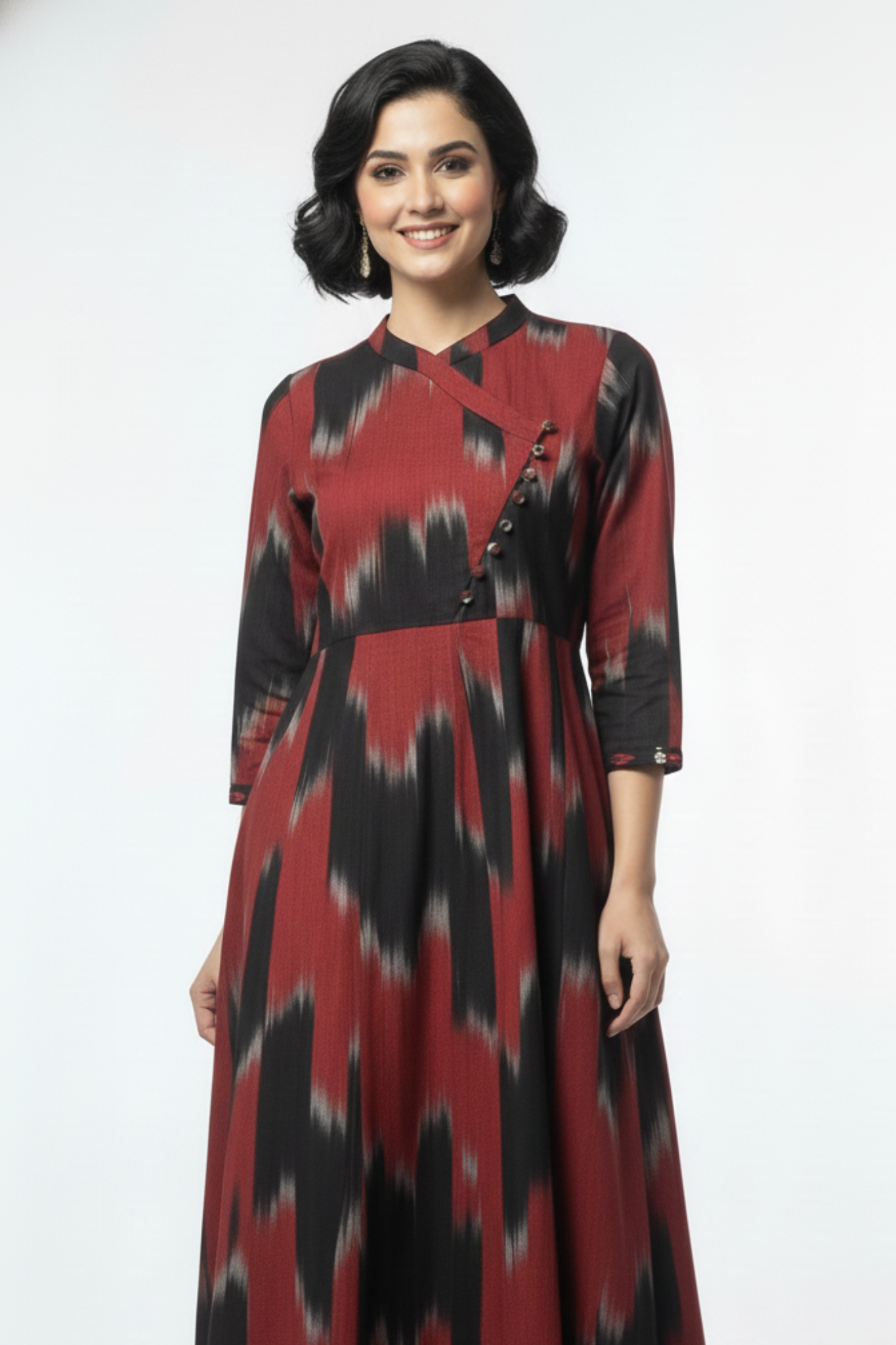 Maati Ruby Night Cotton Cross Potli Angrakha Kurta